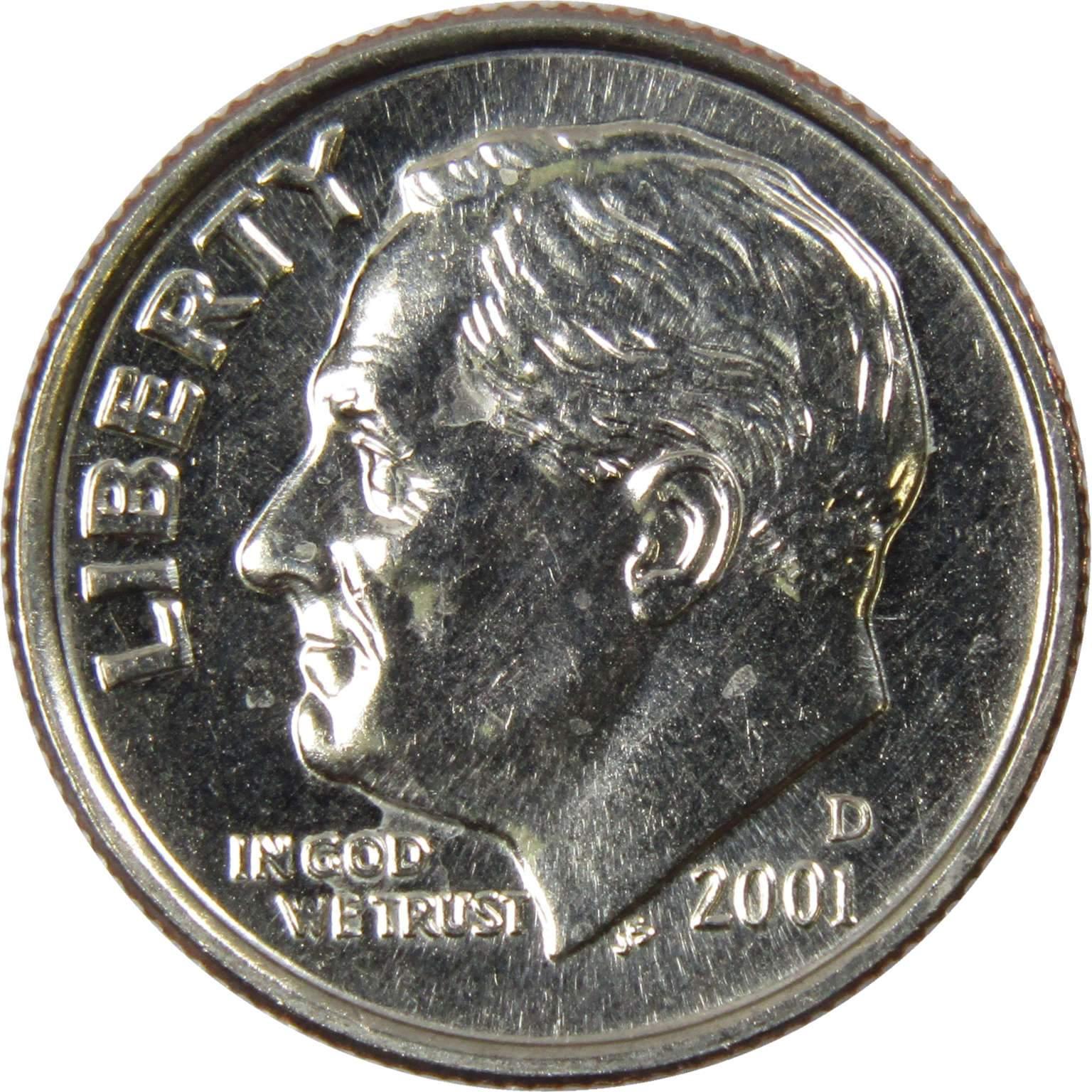 2001 D Roosevelt Dime BU Uncirculated Mint State 10c US Coin Collectible
