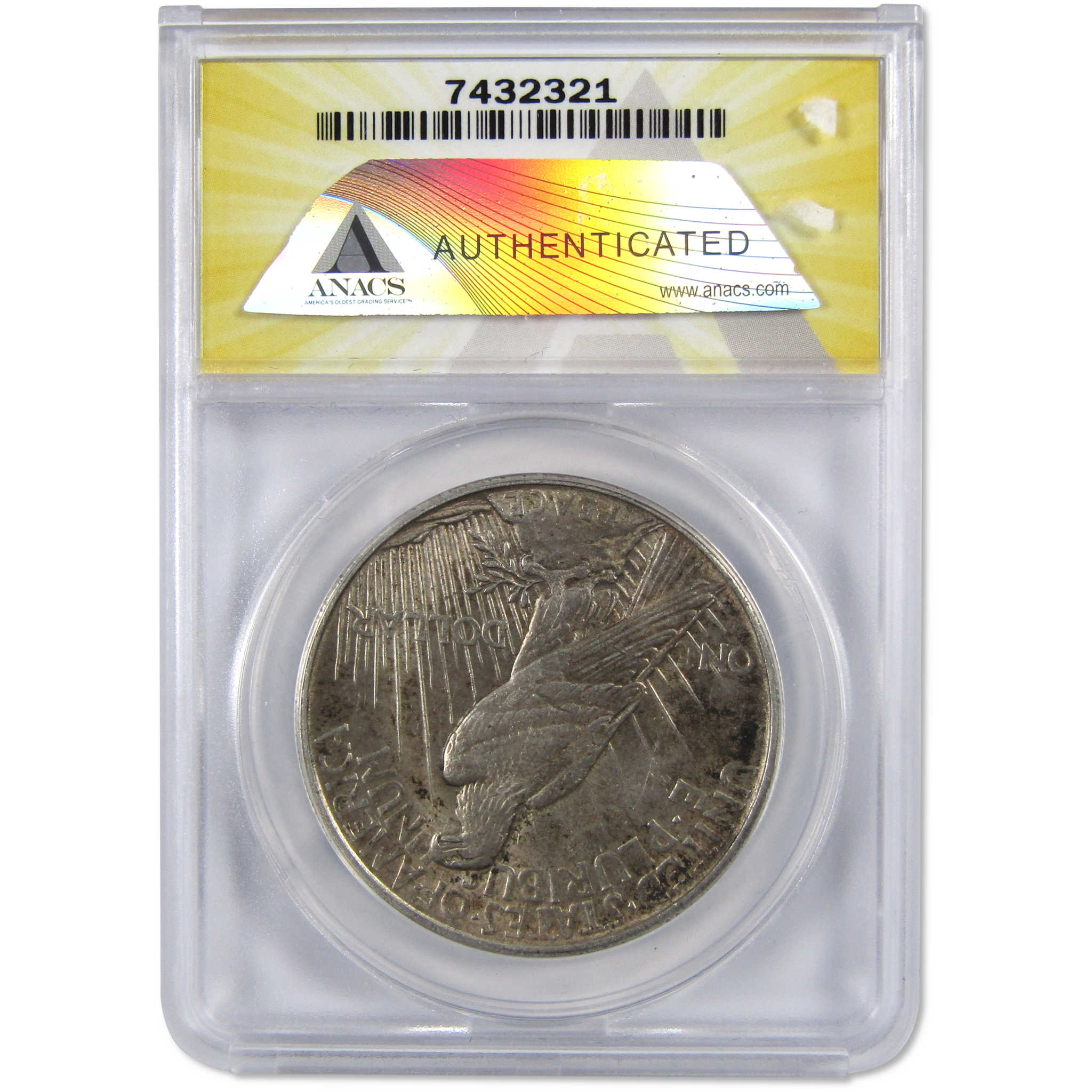 1921 High Relief Peace Dollar AU 50 ANACS 90% Silver $1 Coin SKU:I5980