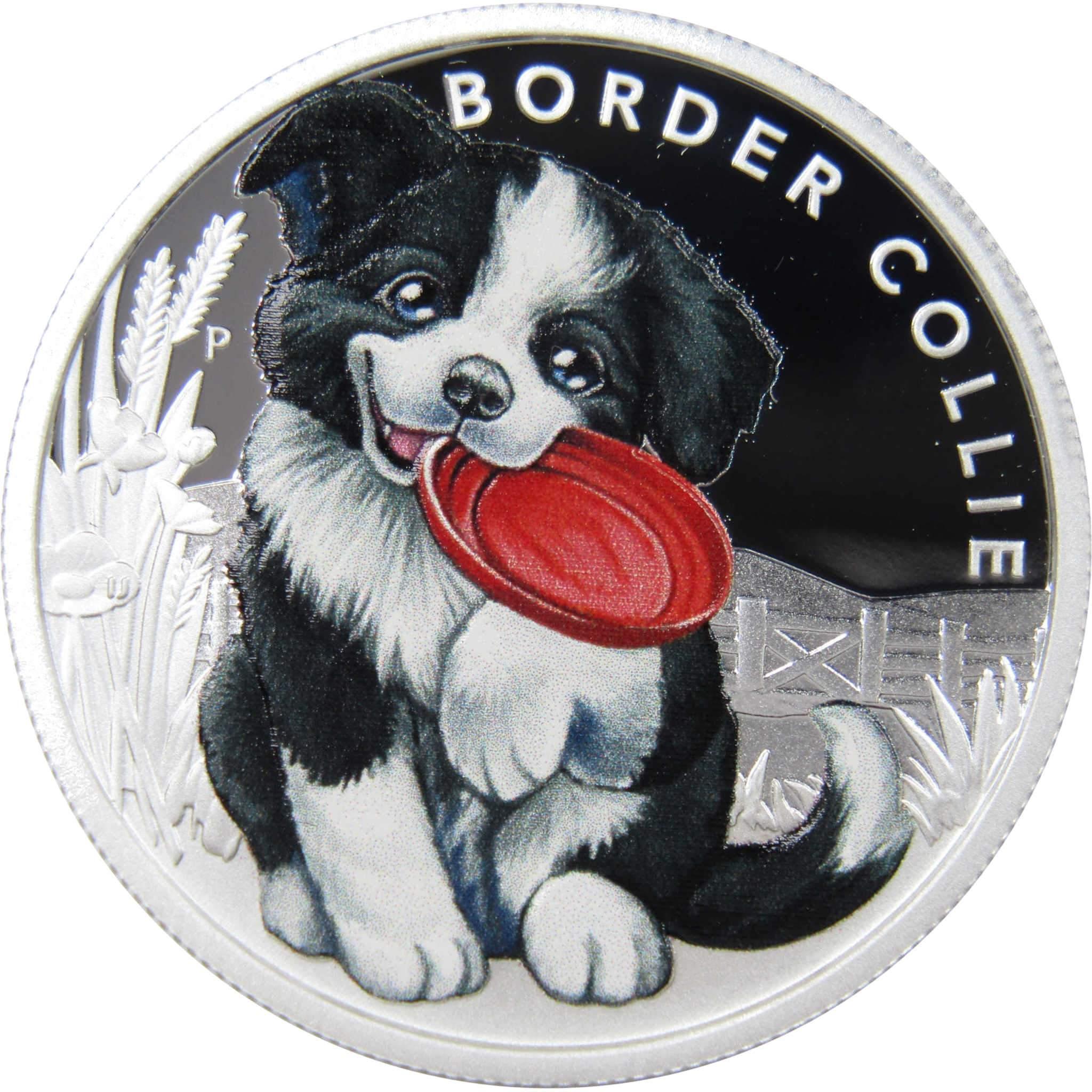 Puppies Border Collie 1/2 oz .9999 Silver Proof 50c Coin 2018 Tuvalu