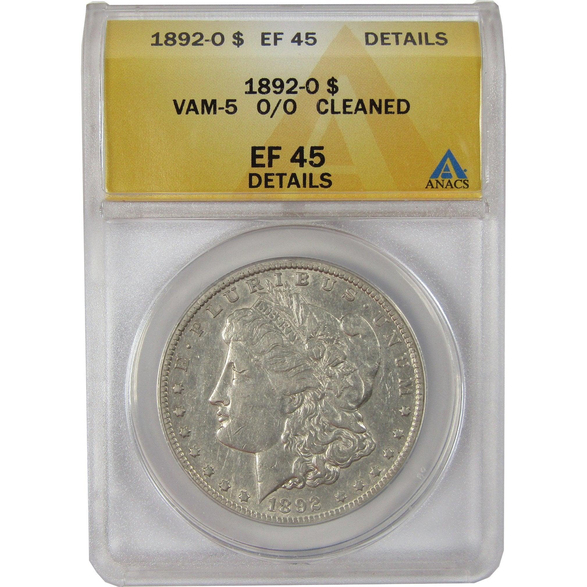 1892 O/O VAM 5 Morgan Dollar EF 45 Details ANACS Silver SKU:CPC1124 - Morgan coin - Morgan silver dollar - Morgan silver dollar for sale - Profile Coins &amp; Collectibles