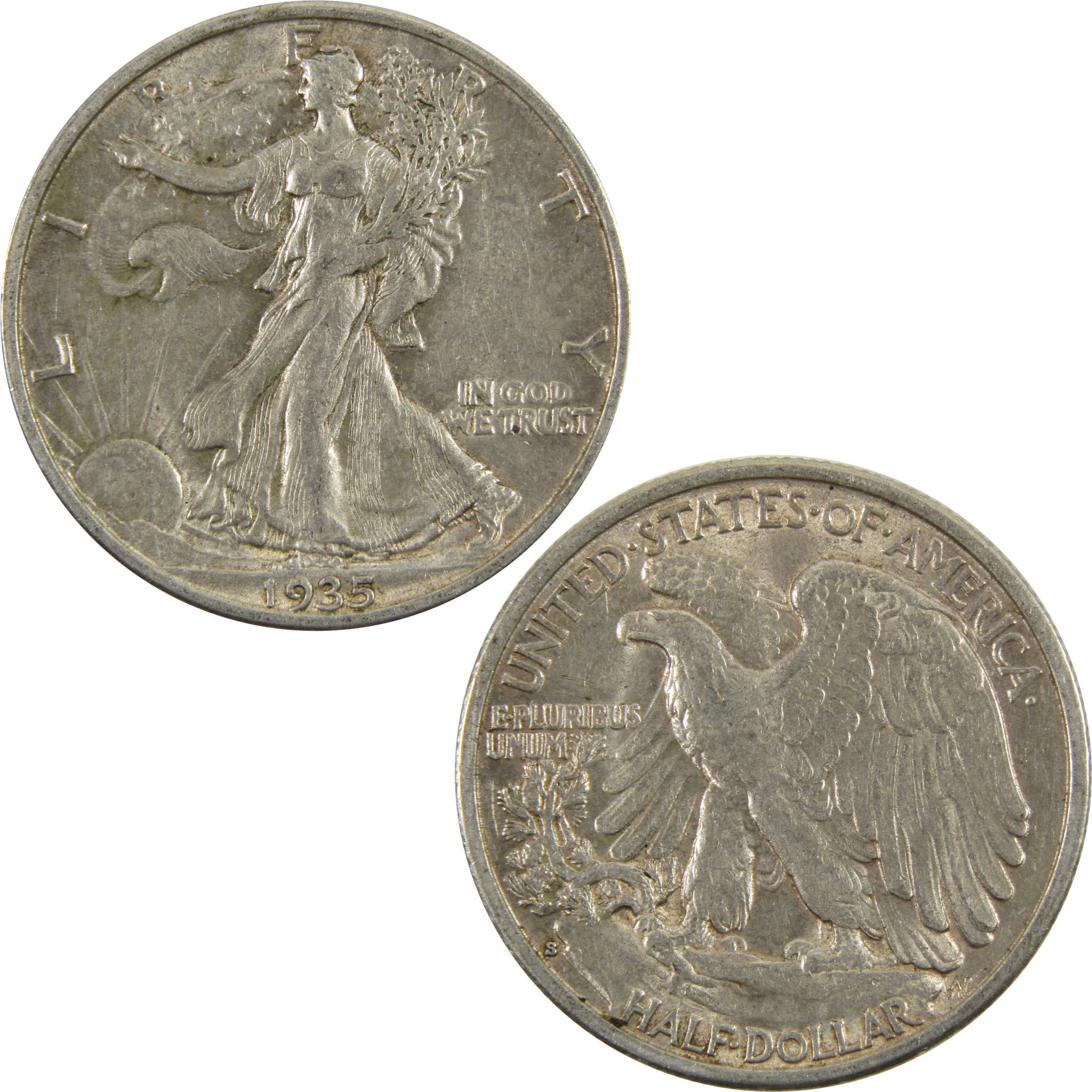 1935 S Liberty Walking Half Dollar AU About Unc 90% Silver SKU:I7638