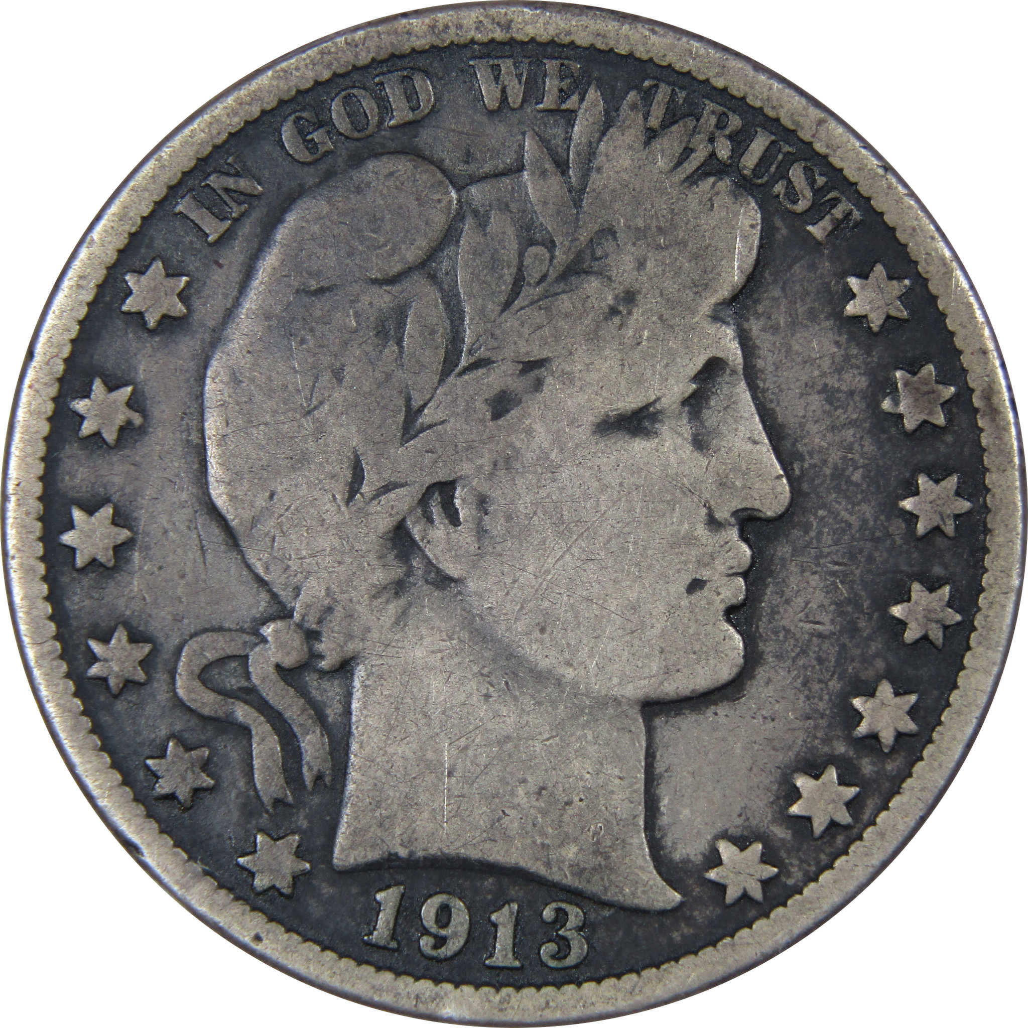 1913 Barber Half Dollar VG Very Good 90% Silver 50c SKU:IPC7687