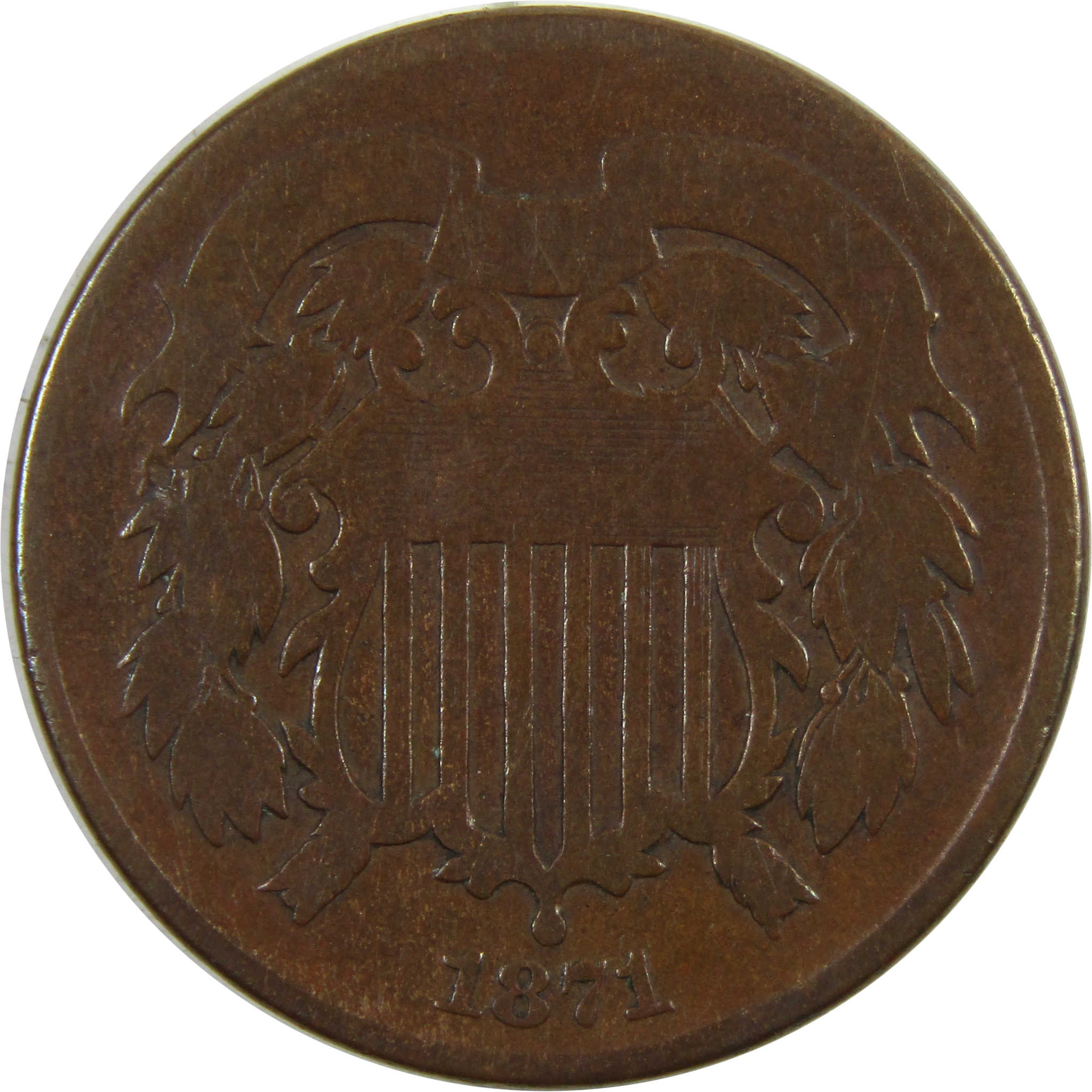 1871 Two Cent Piece G Good 2c Coin SKU:I4620