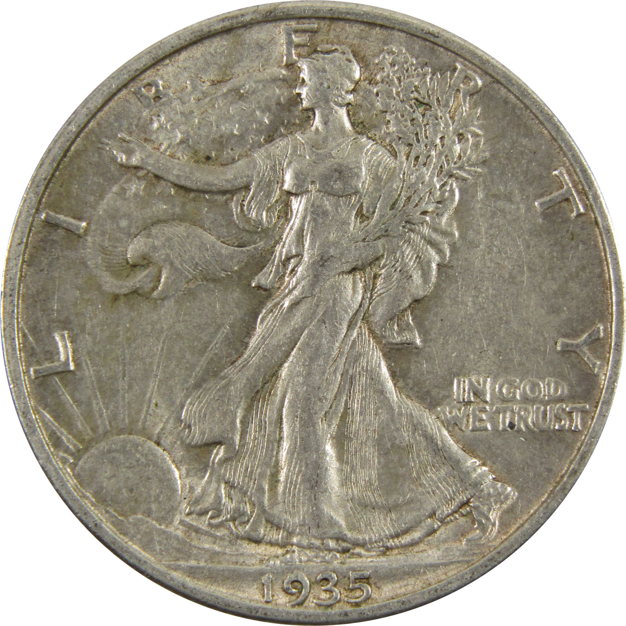 1935 S Liberty Walking Half Dollar AU About Unc 90% Silver SKU:I7638