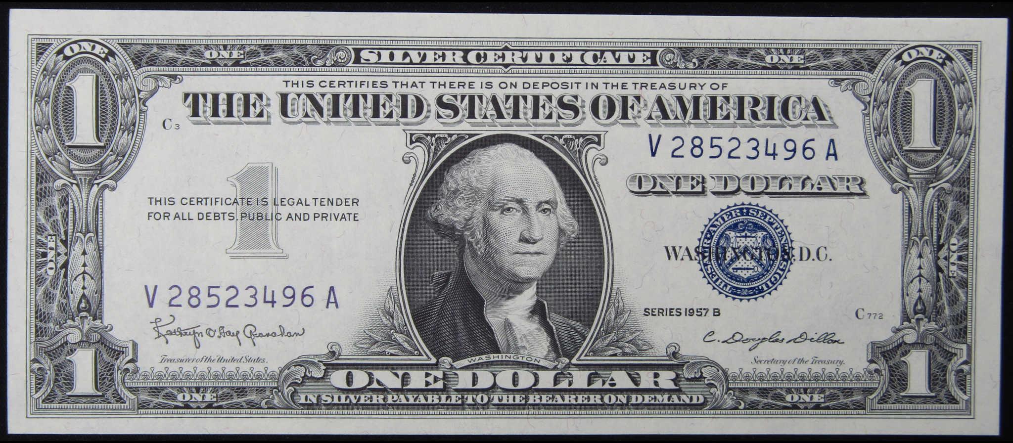 1957B $1 Silver Certificate Small Size Currency CCU Choice Crisp Uncirculated