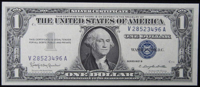 1957B $1 Silver Certificate Small Size Currency CCU Choice Crisp Uncirculated - Profile Coins & Collectibles 