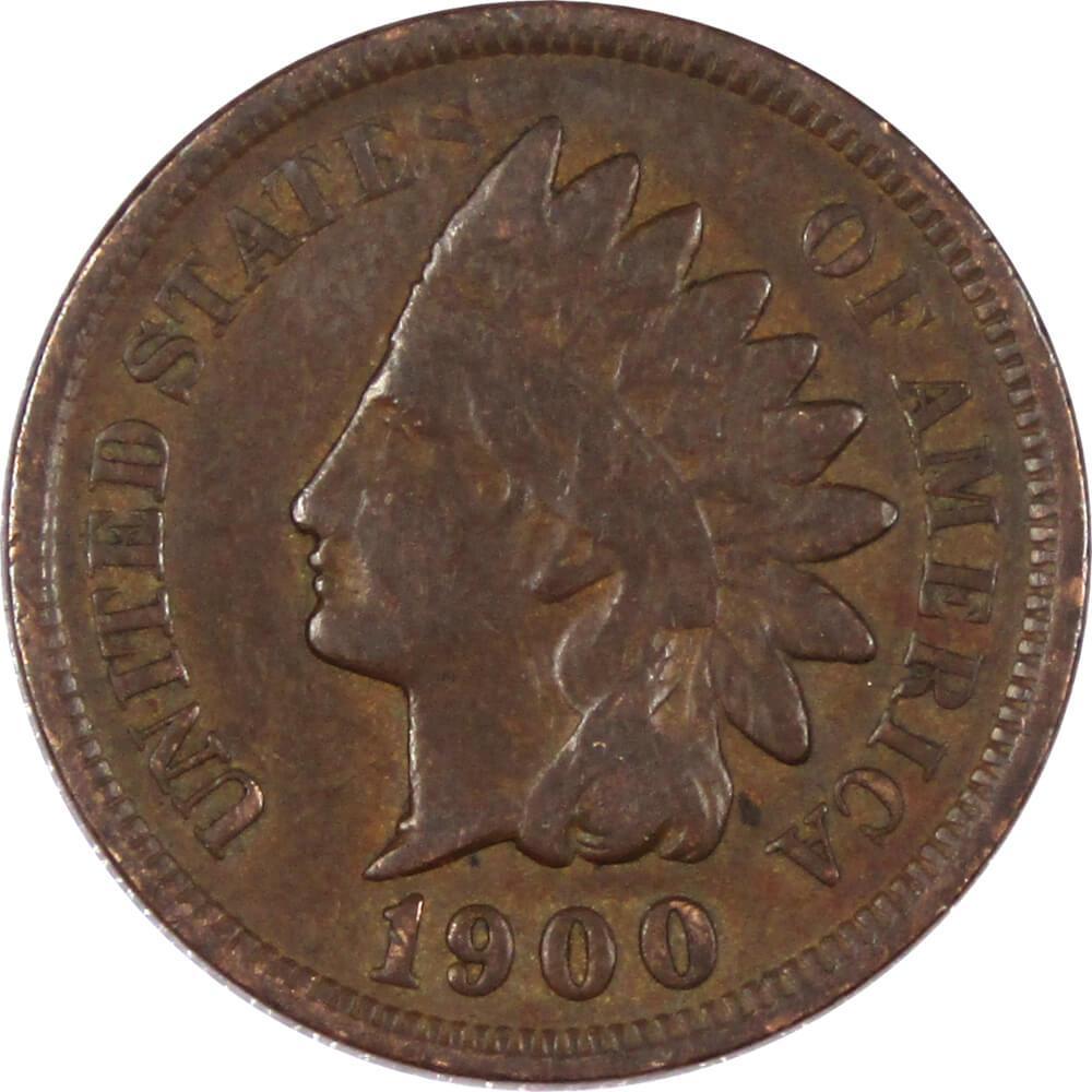 1900 Indian Head Cent F Fine Bronze Penny 1c Coin Collectible