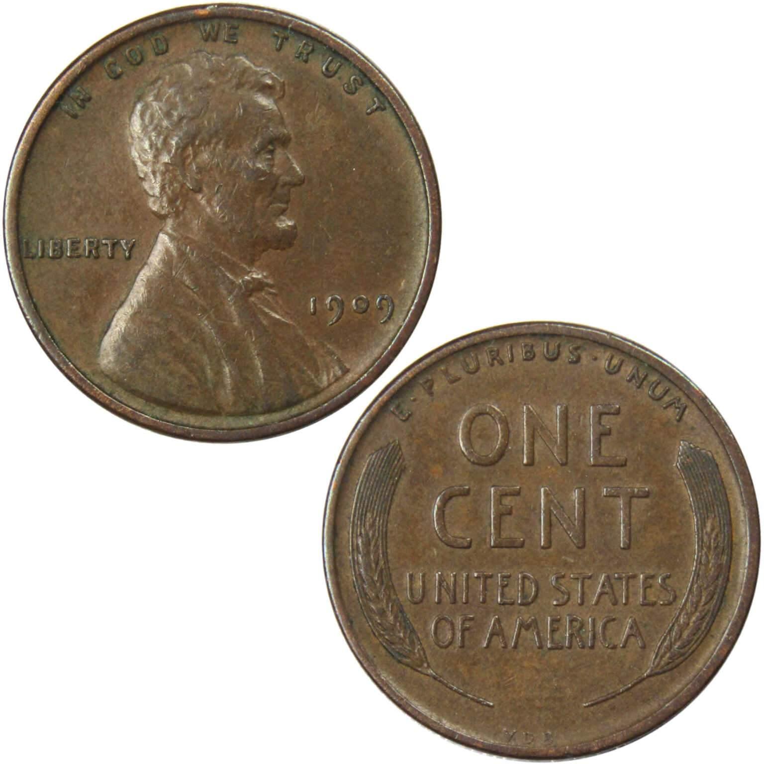 1909 VDB Lincoln Wheat Cent XF EF Extremely Fine Bronze Penny 1c Coin