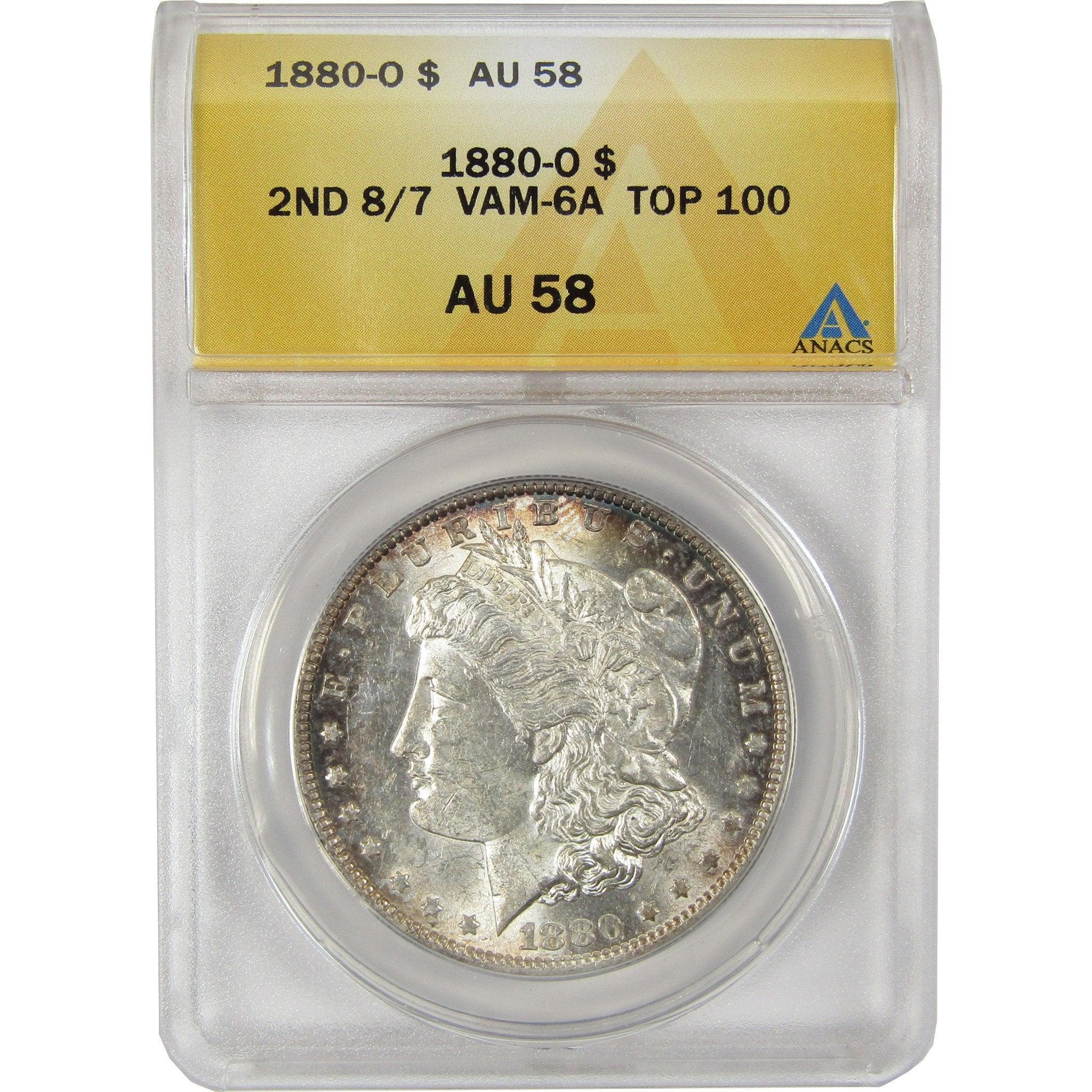 1880 O VAM 6A 2ND 8/7 Morgan Dollar AU 58 ANACS Silver SKU:CPC1132 - Morgan coin - Morgan silver dollar - Morgan silver dollar for sale - Profile Coins &amp; Collectibles