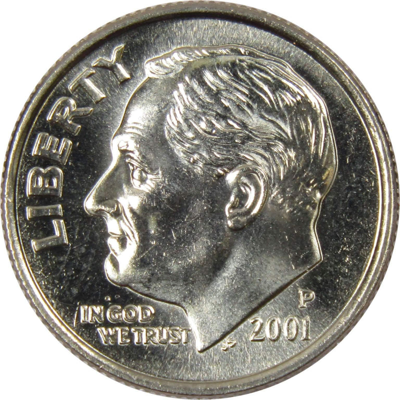 2001 P Roosevelt Dime BU Uncirculated Mint State 10c US Coin Collectible - Roosevelt coin - Profile Coins &amp; Collectibles