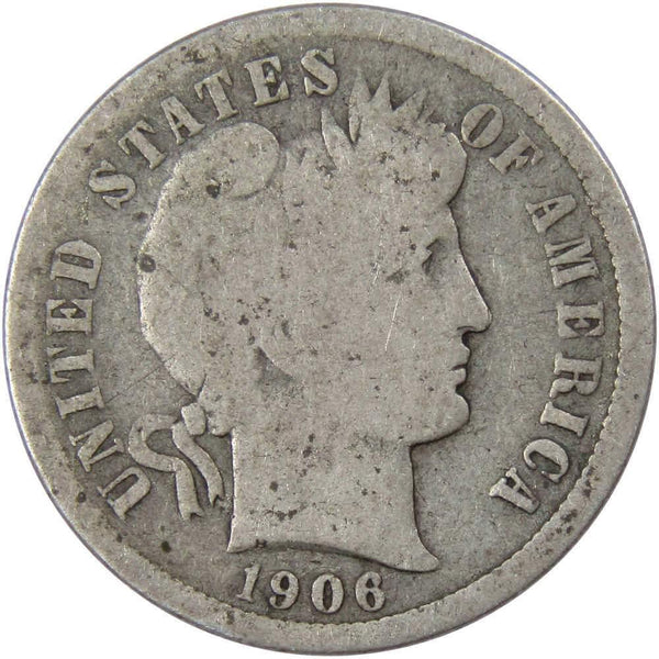 1906 Barber Dime AG About Good 90% Silver 10c US Type Coin Collectible - Profile Coins & Collectibles 