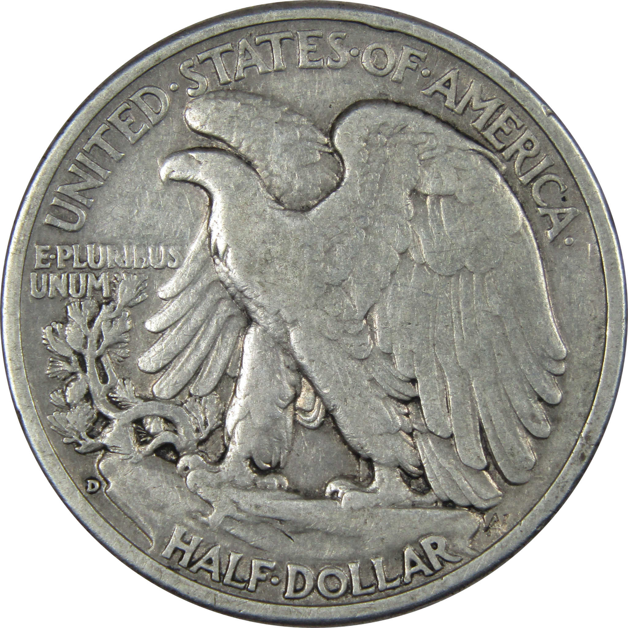 1938 D Liberty Walking Half Dollar F Fine 90% Silver 50c SKU:IPC8010