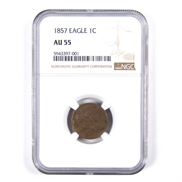 1857 Flying Eagle Cent AU 55 NGC Copper-Nickel Penny Coin SKU:I2881
