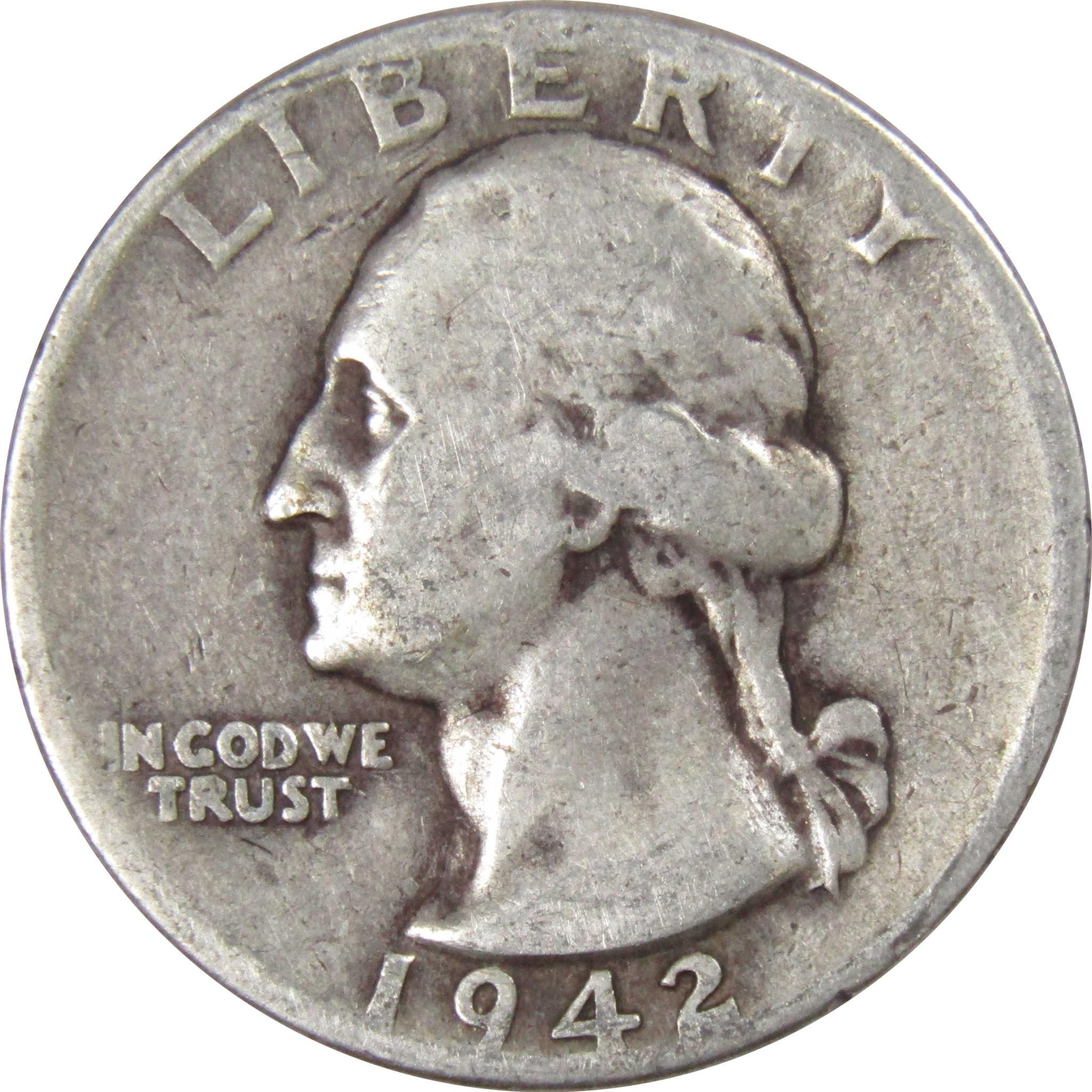 1942 D Washington Quarter VG Very Good 90% Silver 25c US Coin Collectible