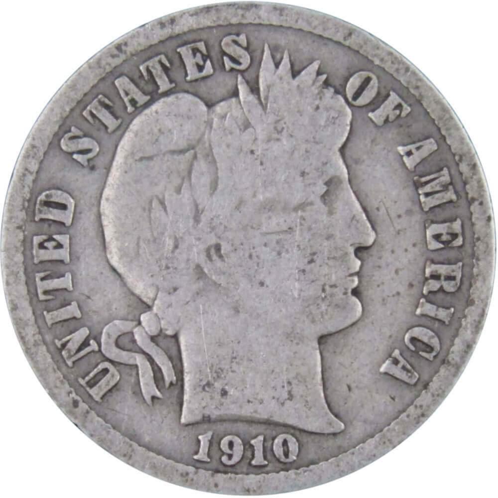 1910 Barber Dime AG About Good 90% Silver 10c US Type Coin Collectible