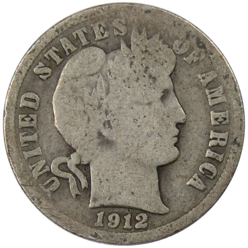 1912 D Barber Dime AG About Good 90% Silver 10c US Type Coin Collectible - Profile Coins & Collectibles 