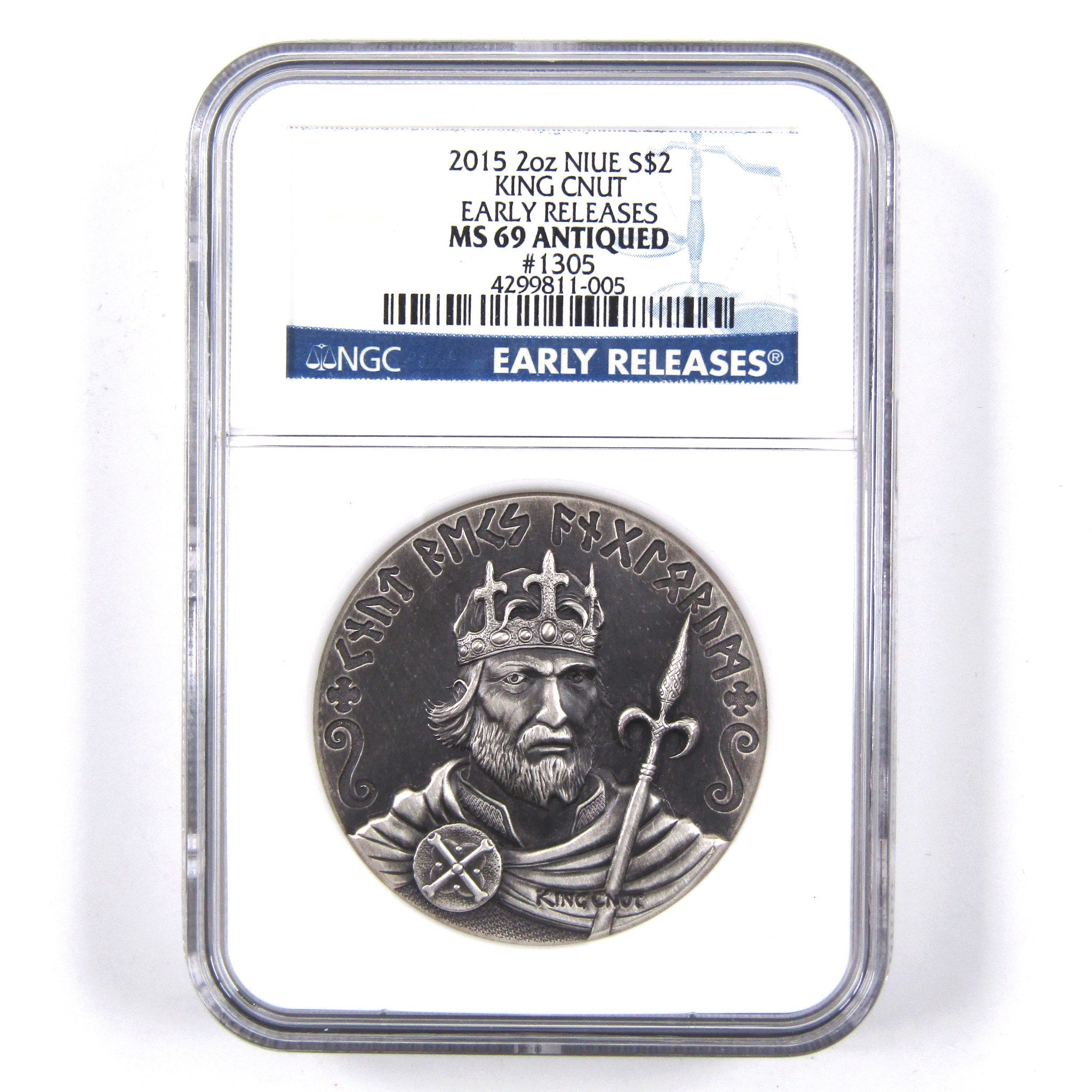 Vikings King Cnut PF69 NGC Silver Proof Early Release 2015 SKU:CPC1997
