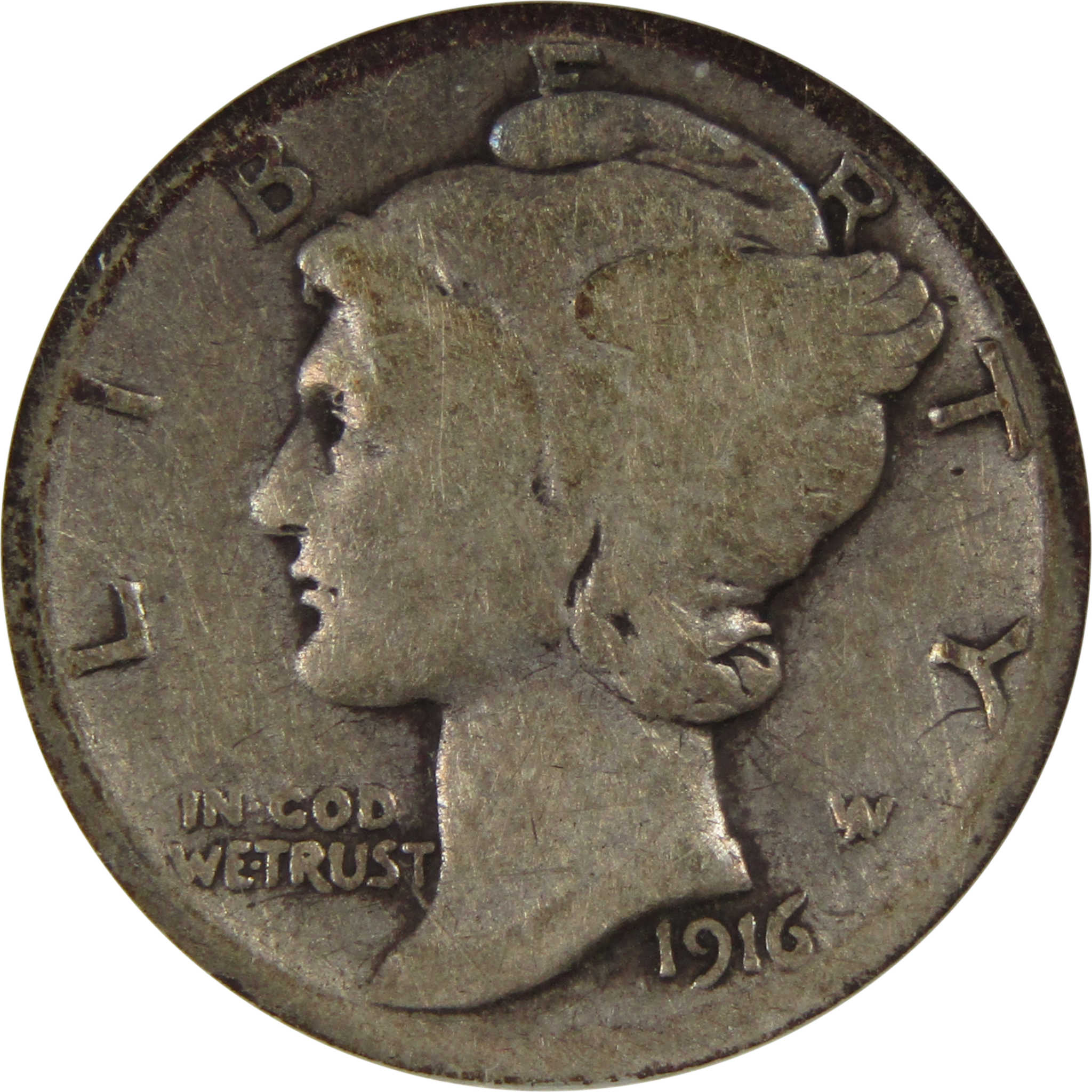 1916 D Mercury Dime G 6 ANACS 90% Silver 10c US Coin SKU:I3844