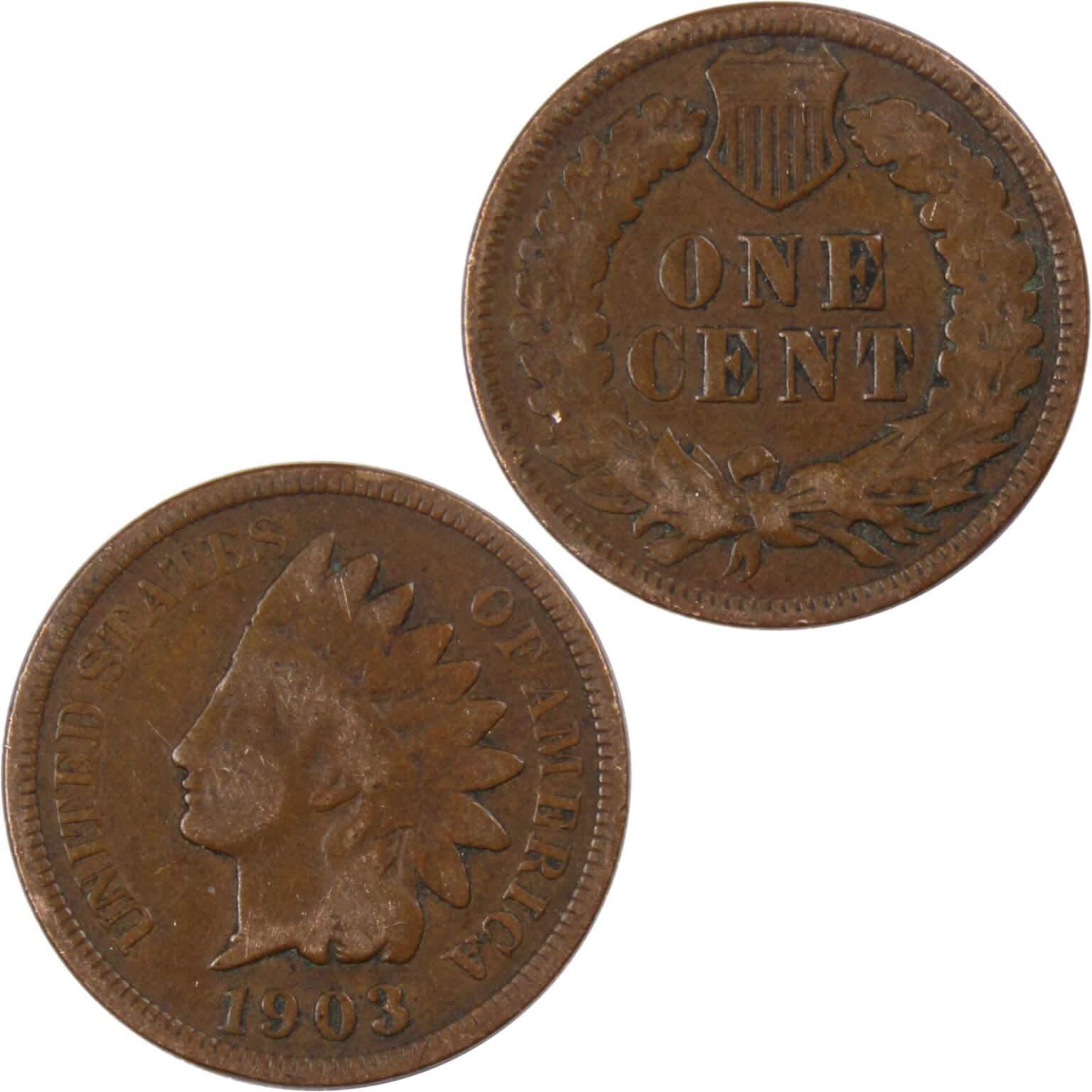 1903 Indian Head Cent G Good Bronze Penny 1c Coin Collectible