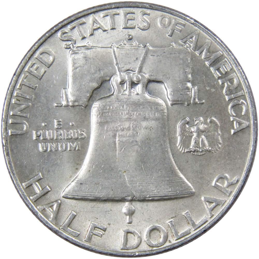 1958 D Franklin Half Dollar AU About Uncirculated 90% Silver 50c US Coin