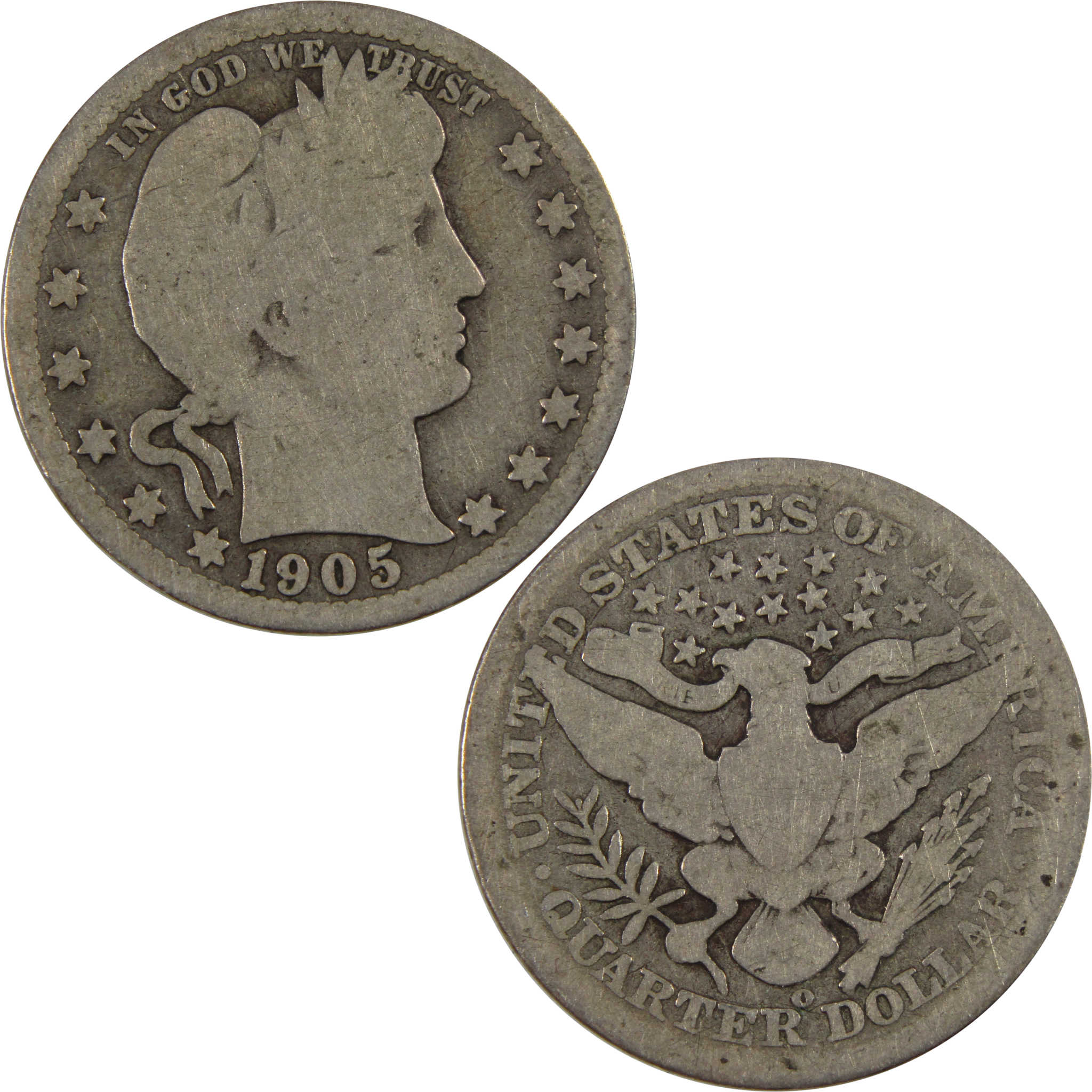 1905 O Barber Quarter G Good 90% Silver 25c Coin SKU:I7598
