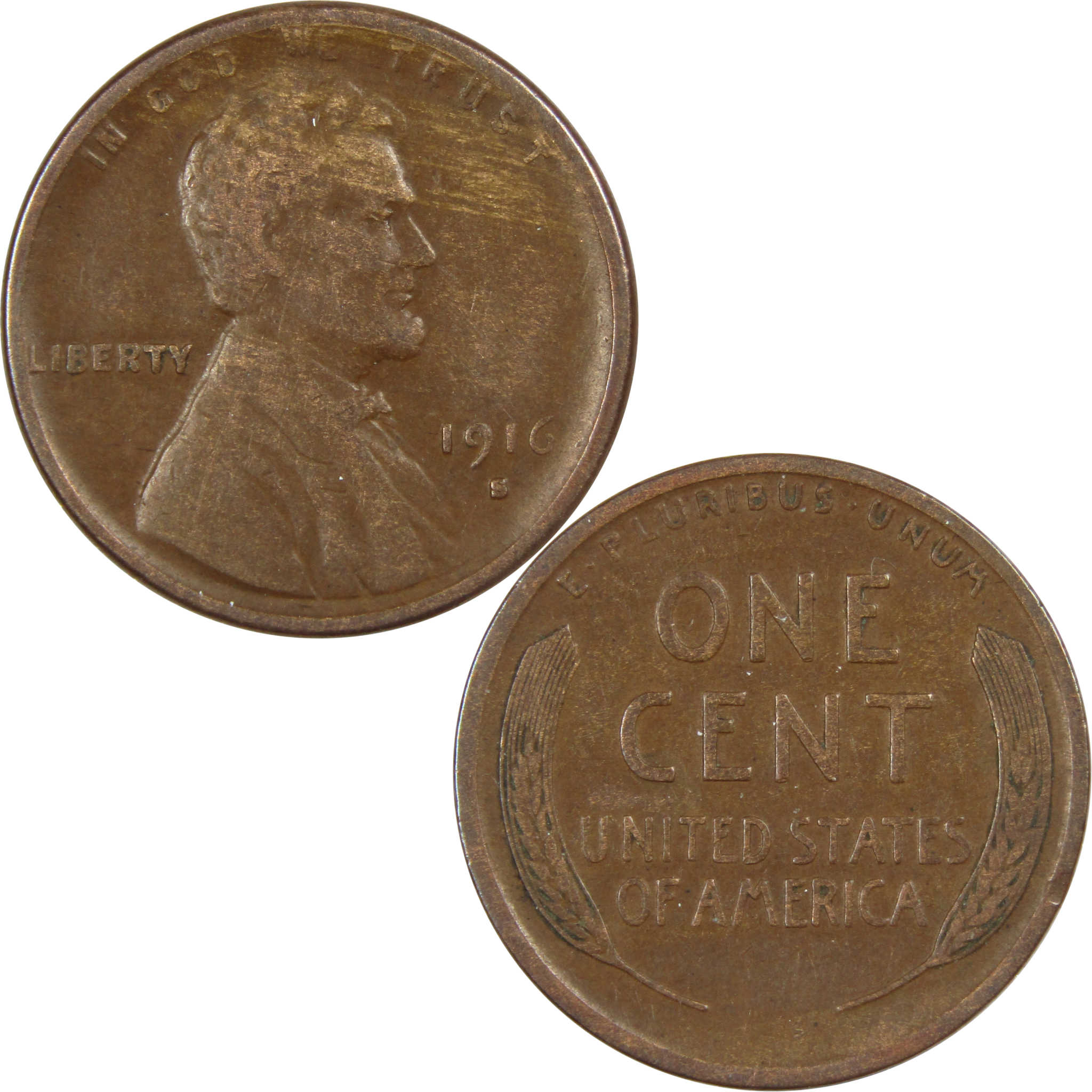 1916 S Lincoln Wheat Cent VF Very Fine Penny 1c US Coin SKU:IPC7729