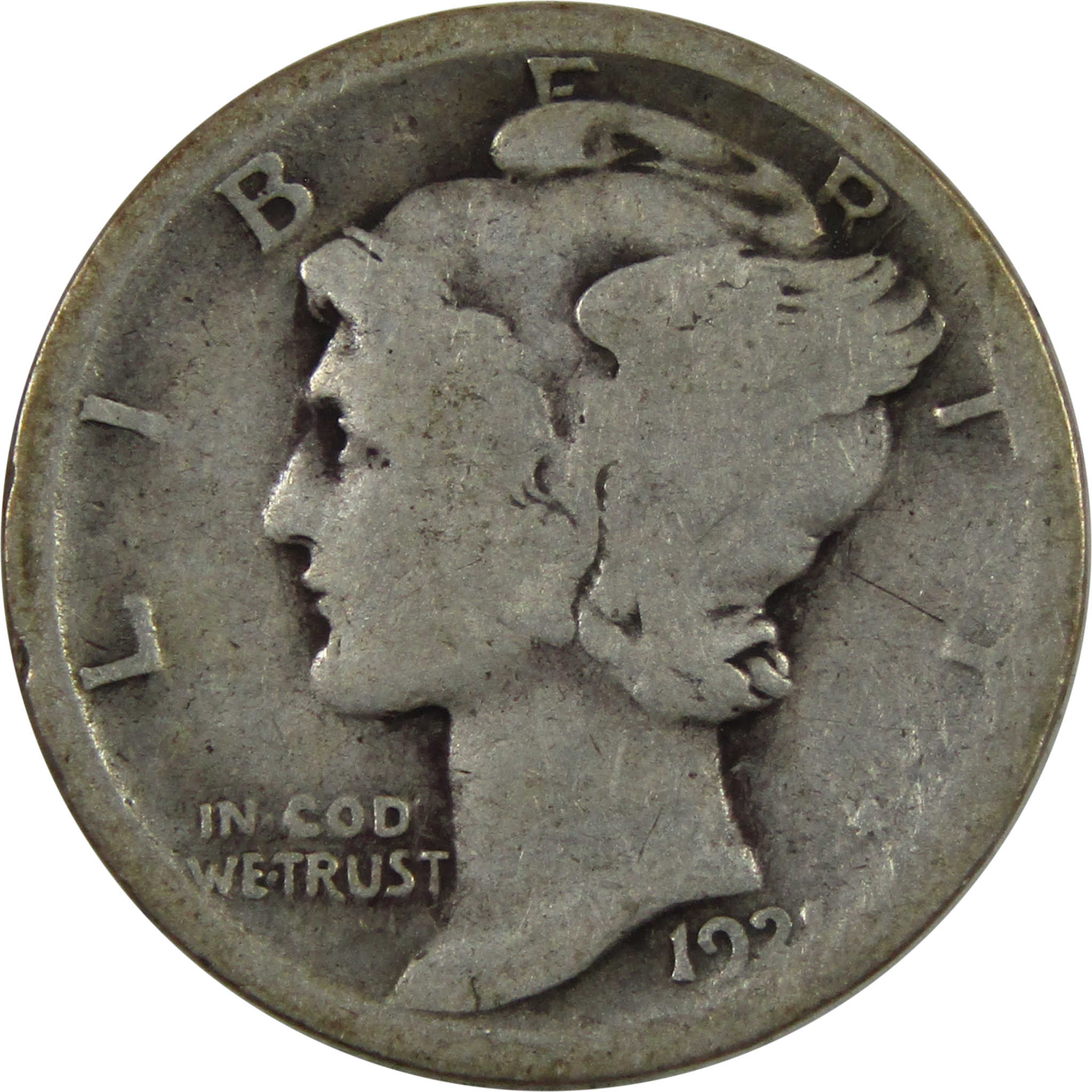 1921 Mercury Dime AG About Good 90% Silver 10c Coin SKU:I4706