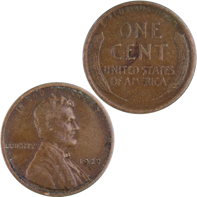 1920 S Lincoln Wheat Cent VF Very Fine Bronze Penny 1c Coin Collectible - Lincoln Cent - Profile Coins &amp; Collectibles