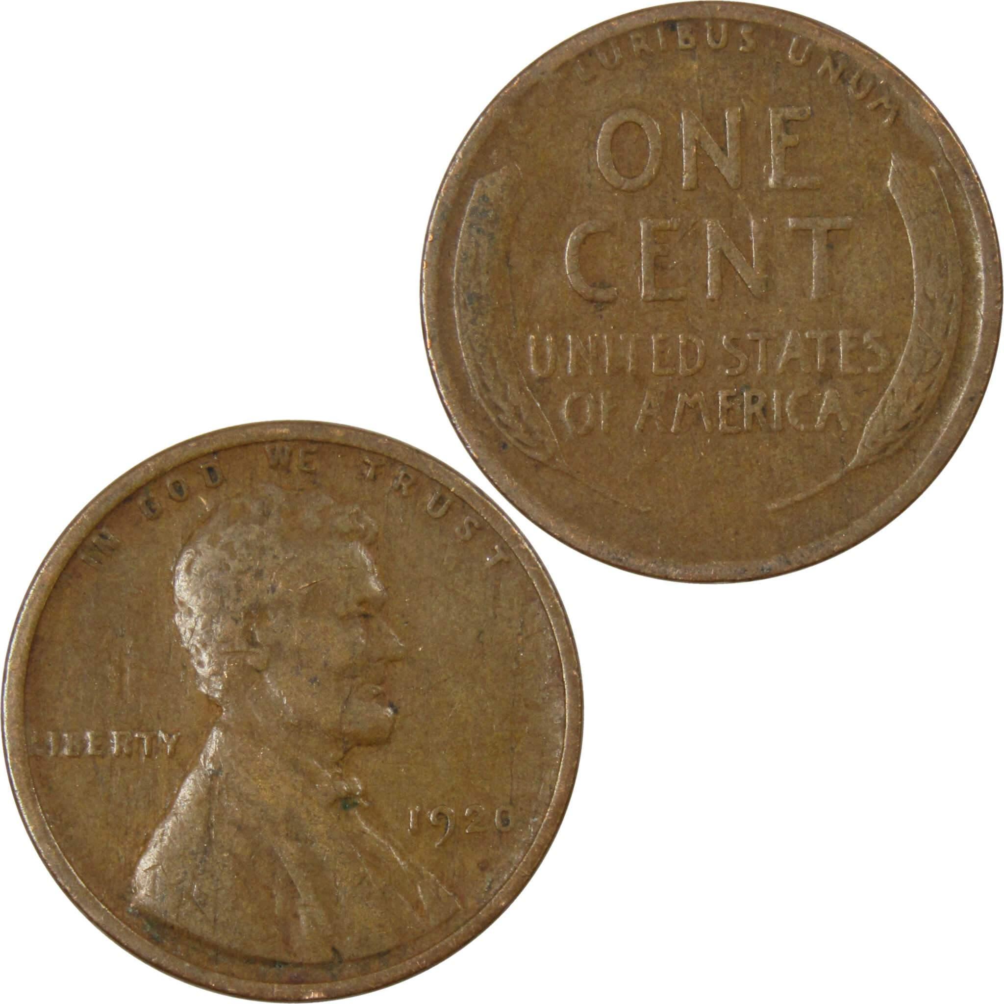 1920 Lincoln Wheat Cent AG About Good Bronze Penny 1c Coin Collectible