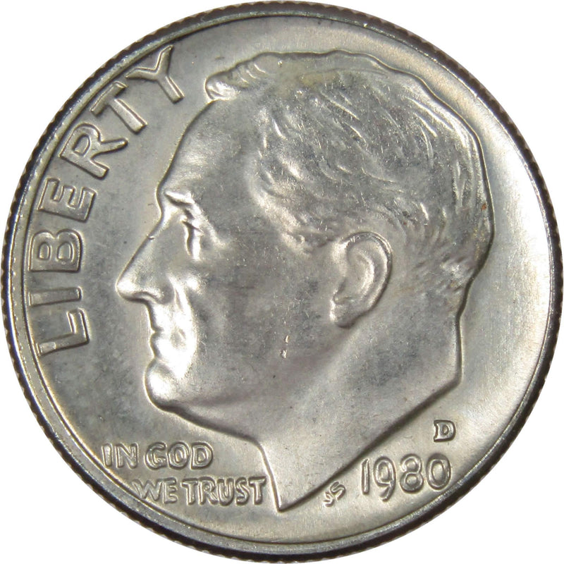 1980 D Roosevelt Dime BU Uncirculated Mint State 10c US Coin Collectible - Roosevelt coin - Profile Coins &amp; Collectibles
