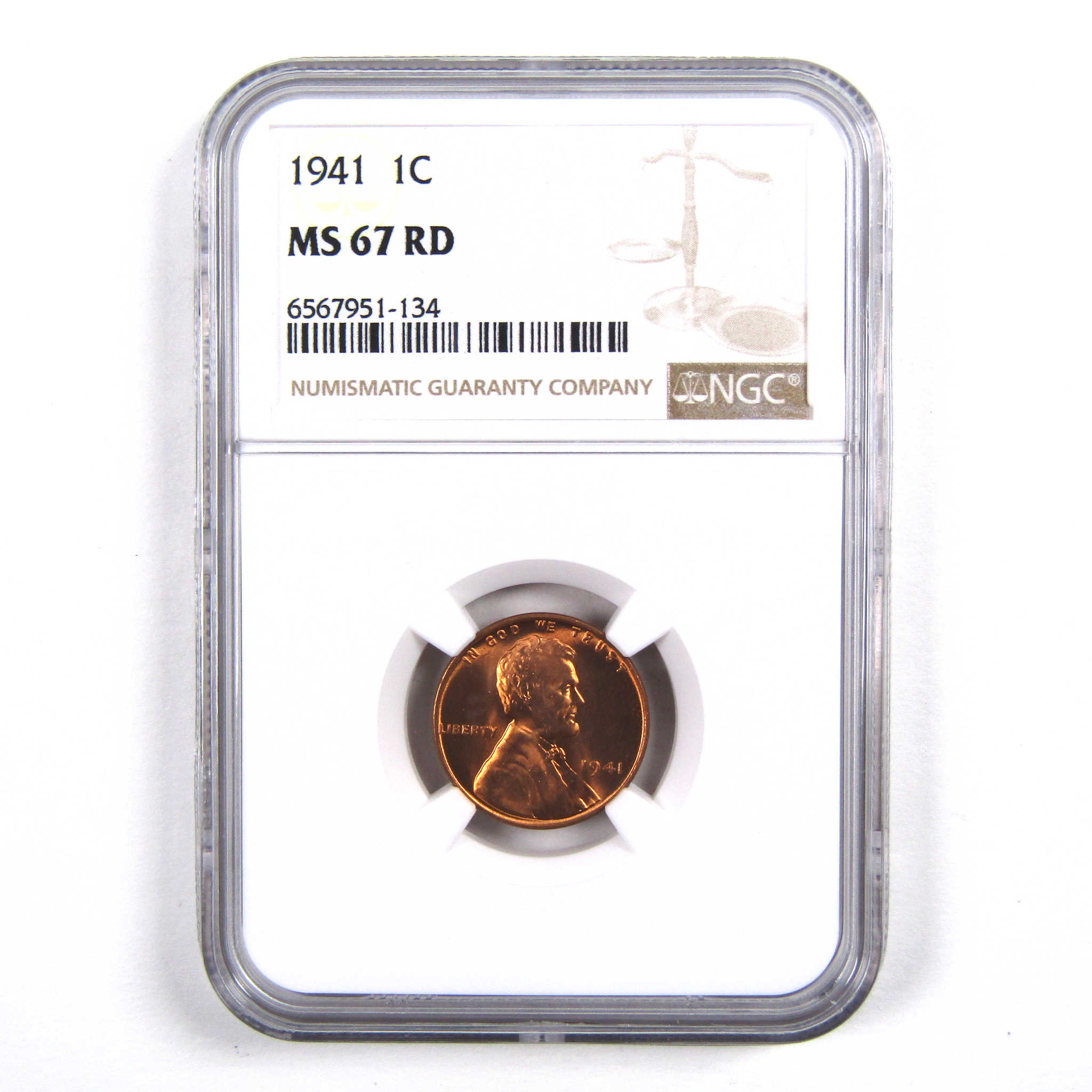 1941 Lincoln Wheat Cent MS 67 RD NGC Penny 1c Uncirculated SKU:I3158