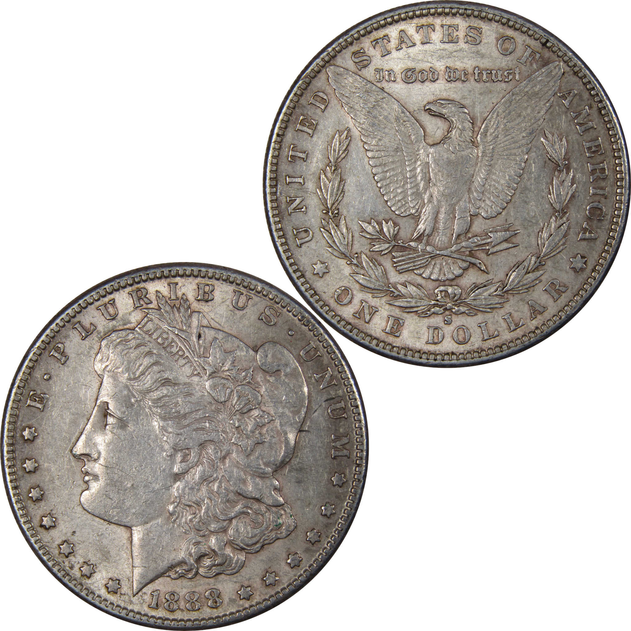 1888 S Morgan Dollar AU About Uncirculated 90% Silver SKU:IPC7981 - Morgan coin - Morgan silver dollar - Morgan silver dollar for sale - Profile Coins &amp; Collectibles