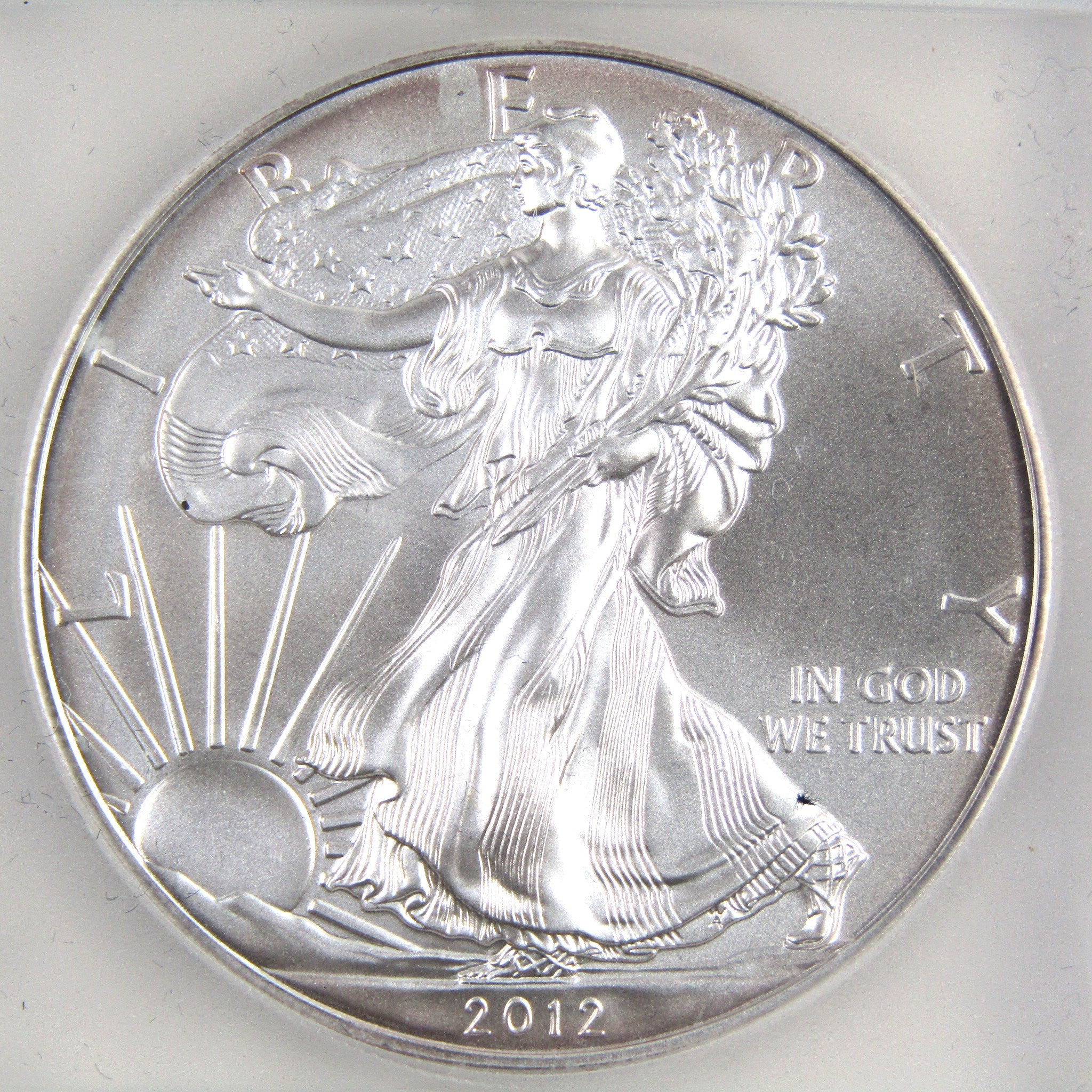 2012 (S) American Eagle Dollar MS 70 ICG Silver First Day SKU:CPC1818