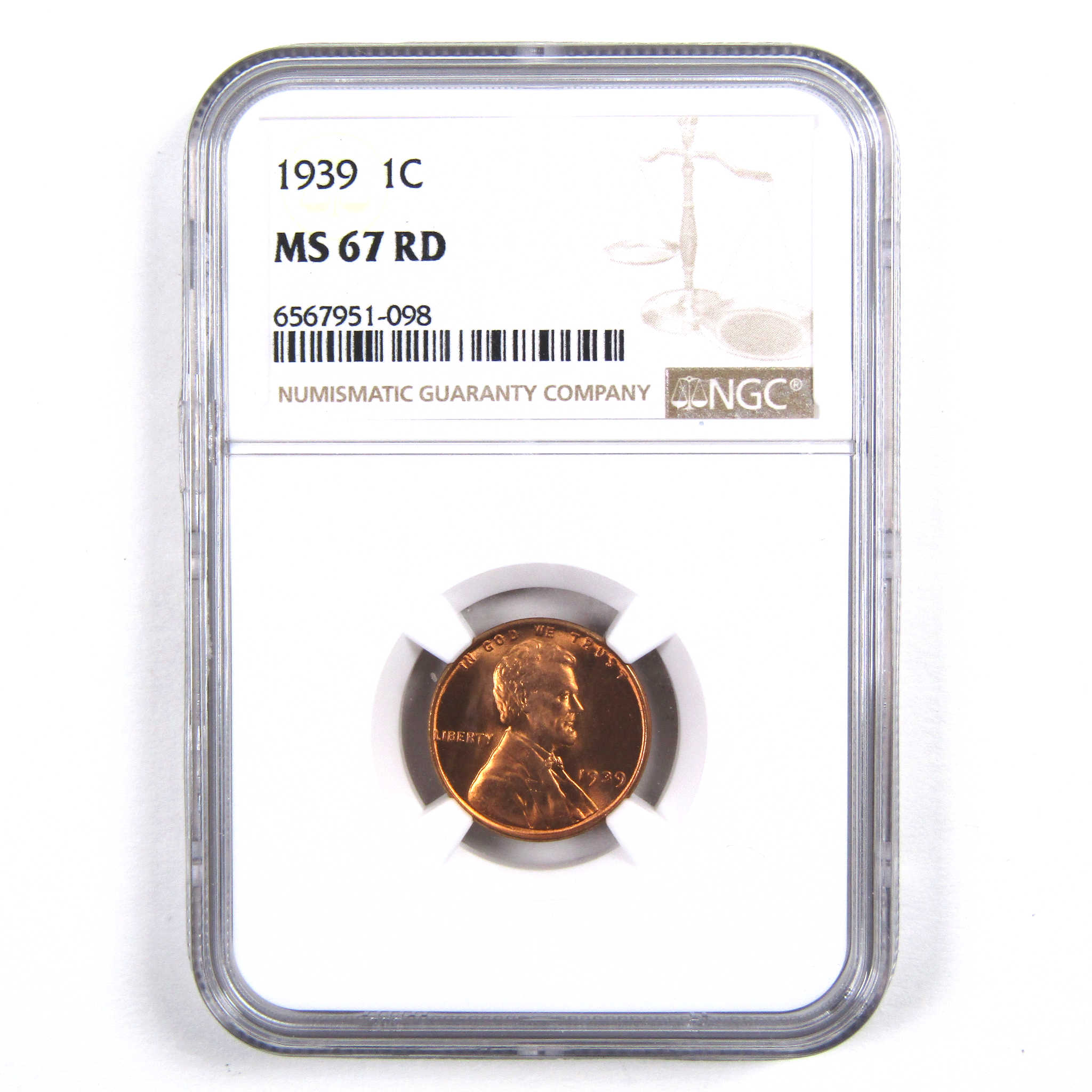 1939 Lincoln Wheat Cent MS 67 RD NGC Penny 1c Uncirculated SKU:I3146