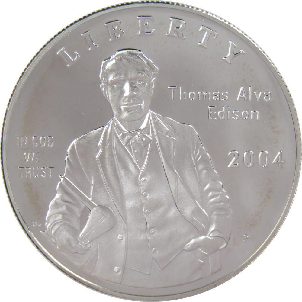 Thomas Alva Edison Commemorative 2004 P 90% Silver Dollar Proof $1 Coin