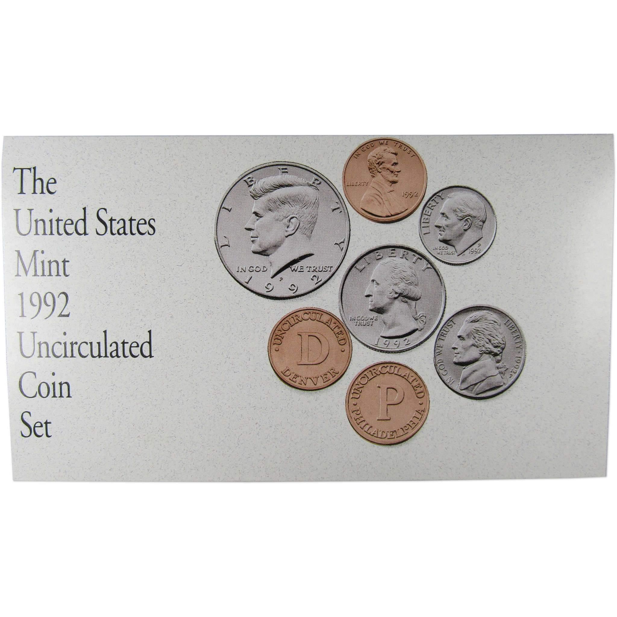 1992 Uncirculated Coin Set U.S Mint Original Government Packaging OGP