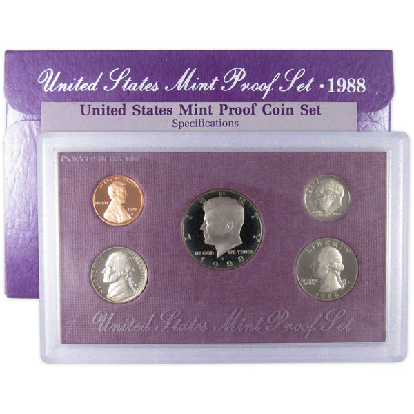 1988 S Proof Set U.S. Mint Original Government Packaging OGP Collectible - Proof Sets - Proof Coins - Proof Set Coins - Profile Coins &amp; Collectibles