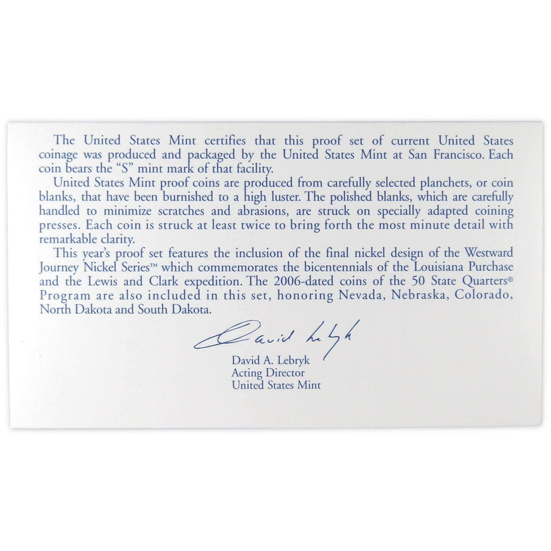 2006 S Clad Proof Set U.S. Mint Original Government Packaging OGP Collectible - Proof Sets - Proof Coins - Proof Set Coins - Profile Coins &amp; Collectibles