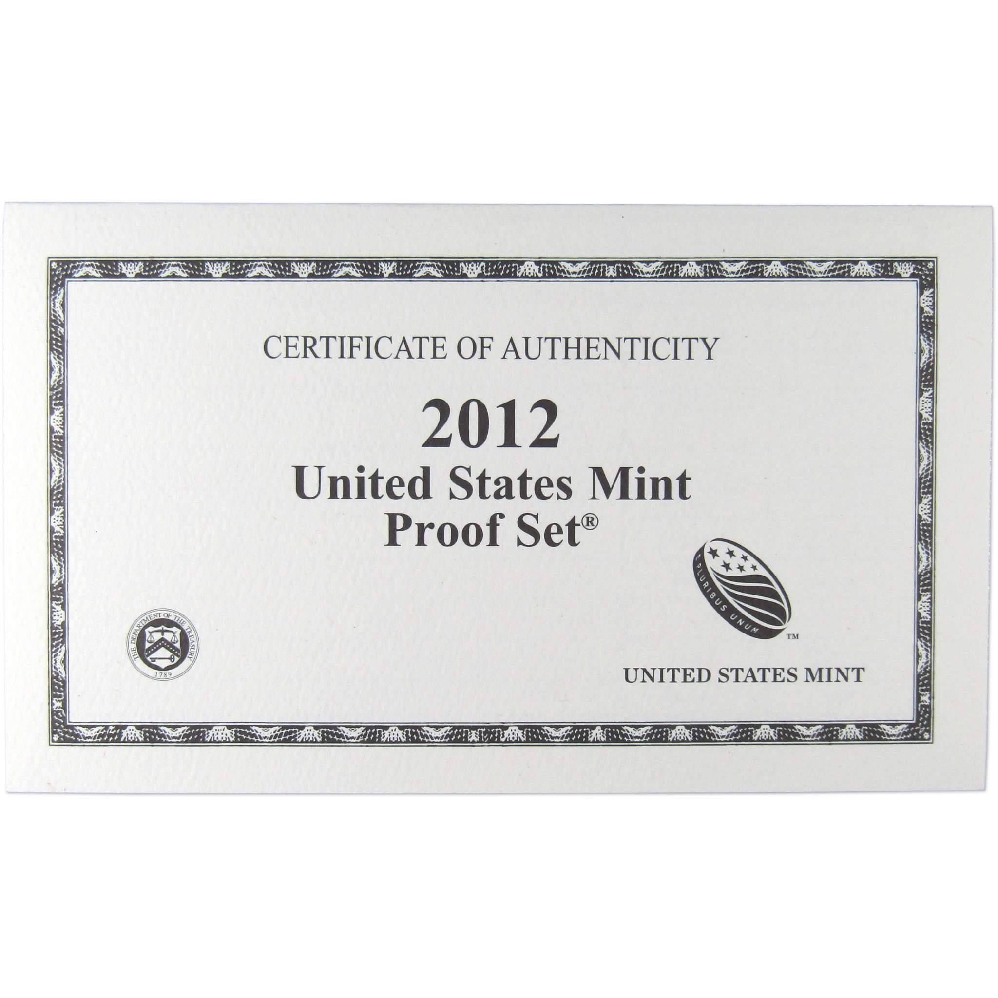 2012 Clad Proof Set U.S. Mint Original Government Packaging OGP Collectible