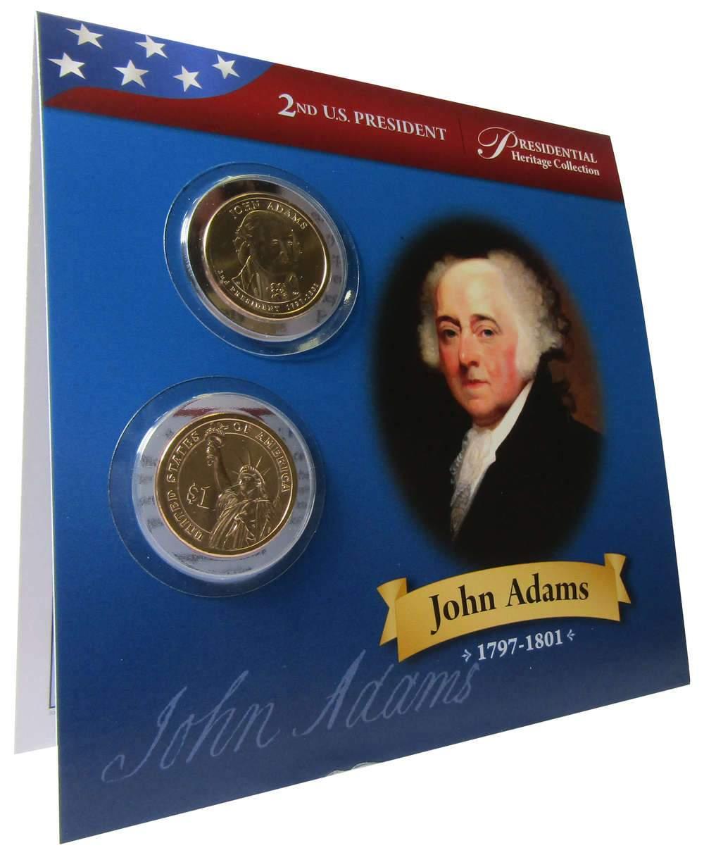 2007 P&D John Adams Presidential Dollar 2 Coin Set Uncirculated Bifold
