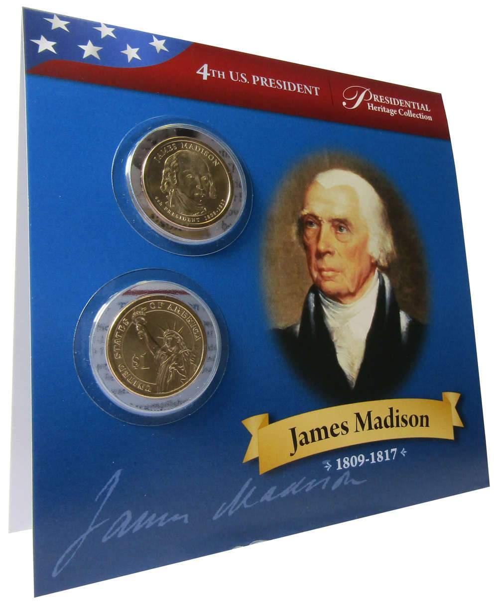 2007 P&D James Madison Presidential Dollar 2 Coin Set Uncirculated Bifold