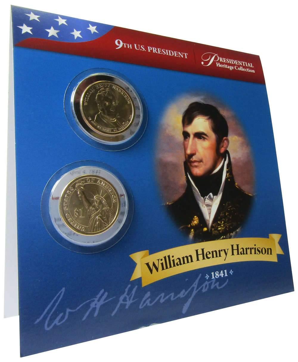 2009 P&D William Harrison Presidential Dollar 2 Coin Set BU Uncirculated Bifold