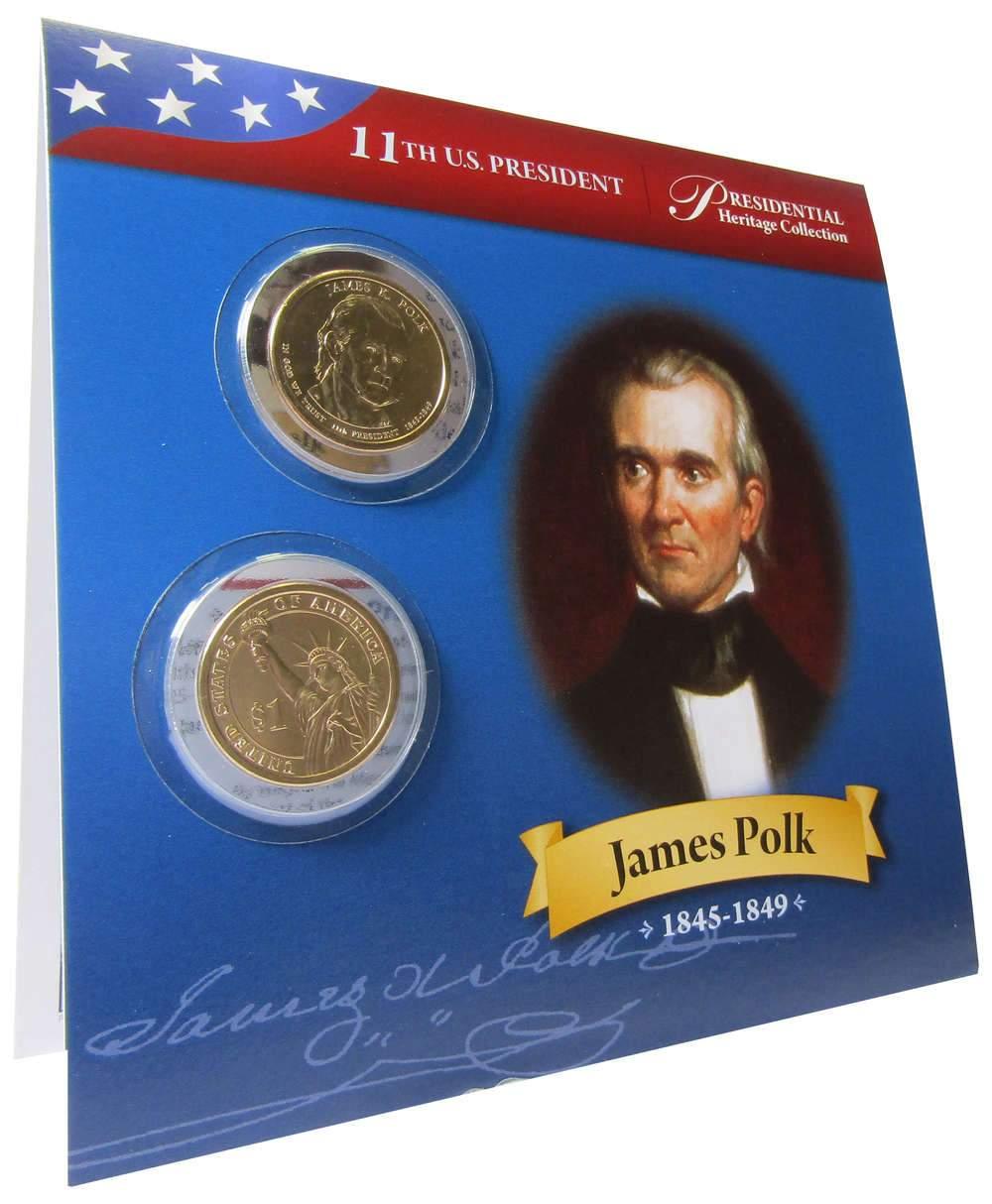 2009 P&D James K Polk Presidential Dollar 2 Coin Set BU Uncirculated Bifold