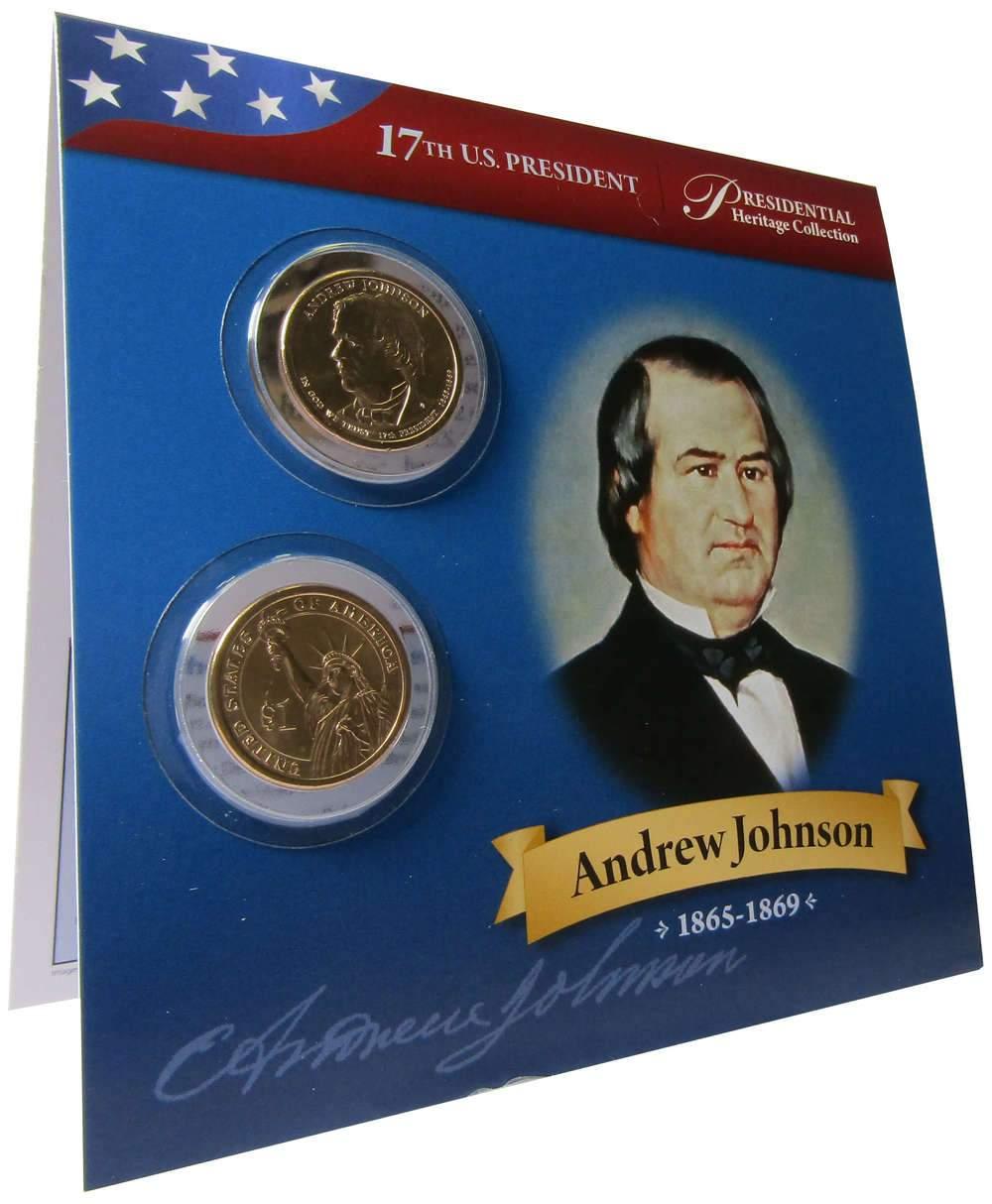 2011 P&D Andrew Johnson Presidential Dollar 2 Coin Set BU Uncirculated Bifold