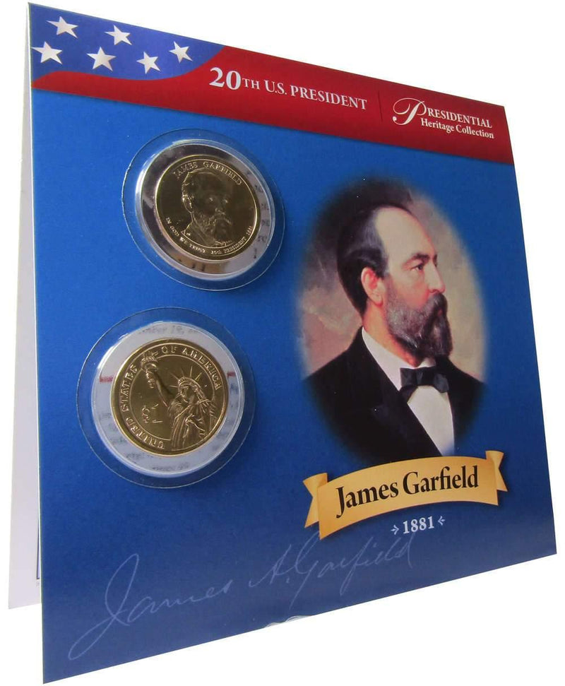 2011 P&D James Garfield Presidential Dollar 2 Coin Set BU Uncirculated Bifold - Presidential dollars - Presidential coins - Presidential coin set - Profile Coins &amp; Collectibles