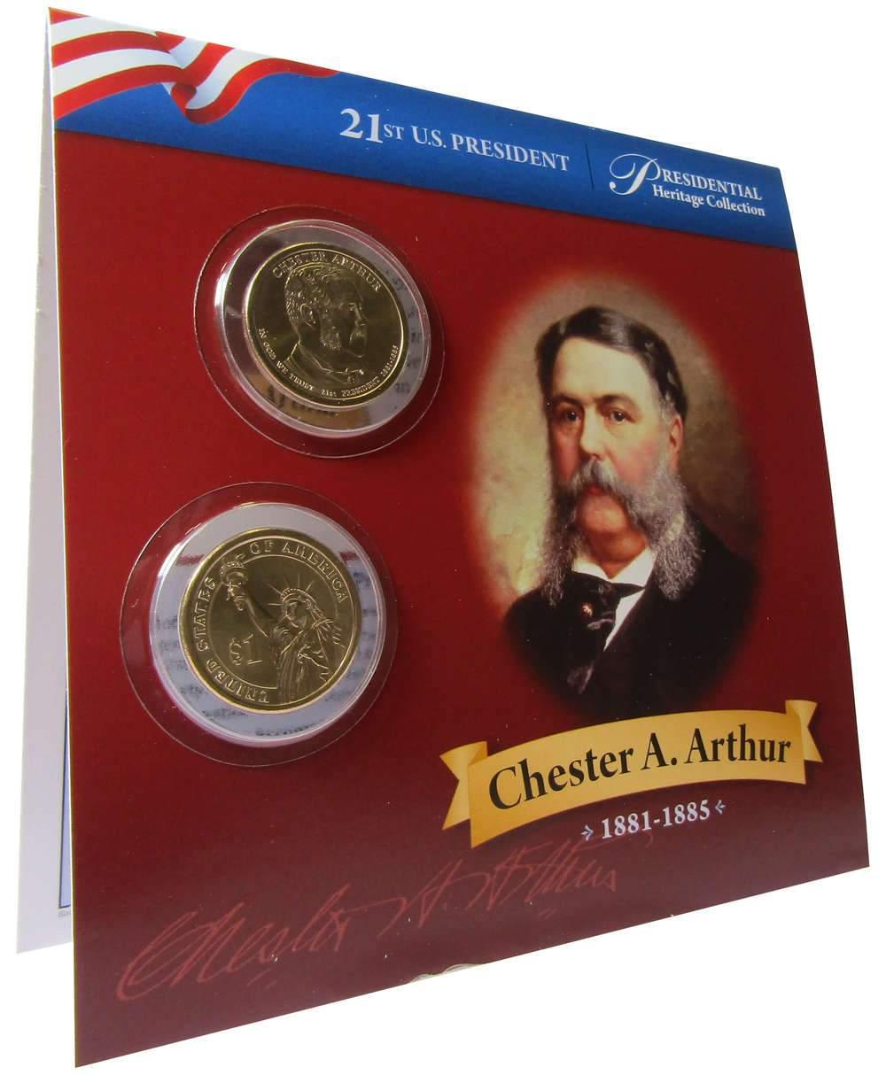 2012 P&D Chester Arthur Presidential Dollar 2 Coin Set BU Uncirculated Bifold