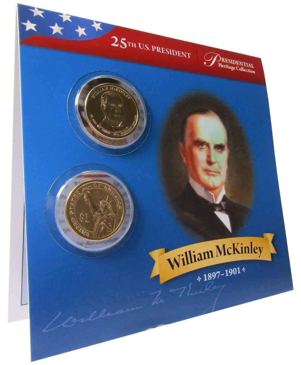 2013 P&D William McKinley Presidential Dollar 2 Coin Set BU Uncirculated Bifold