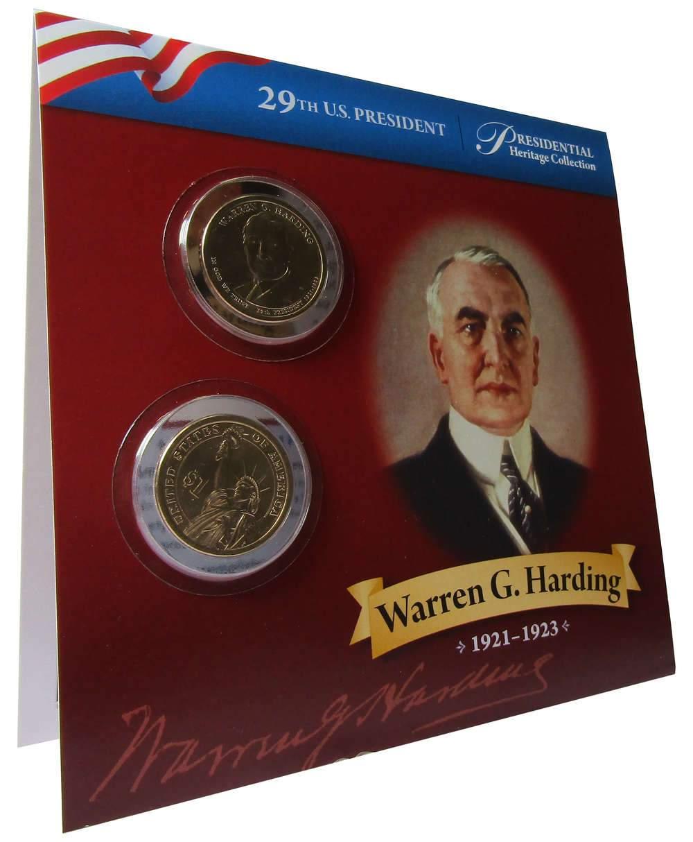 2014 P&D Warren G Harding Presidential Dollar 2 Coin Set BU Uncirculated Bifold