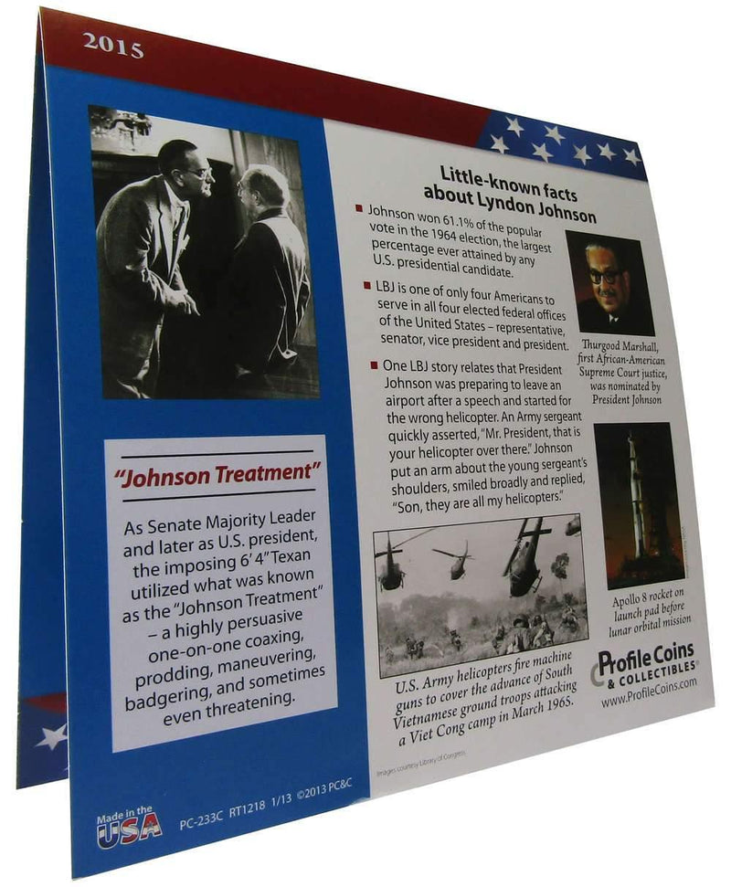 2015 P&D Lyndon B Johnson Presidential Dollar 2 Coin Set BU Uncirculated Bifold - Presidential dollars - Presidential coins - Presidential coin set - Profile Coins &amp; Collectibles