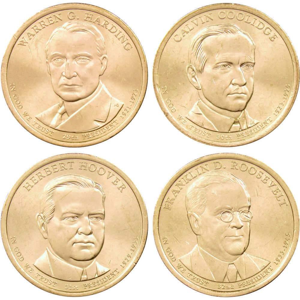 2014 P Presidential Dollar 4 Coin Set BU Uncirculated Mint State $1 Collectible